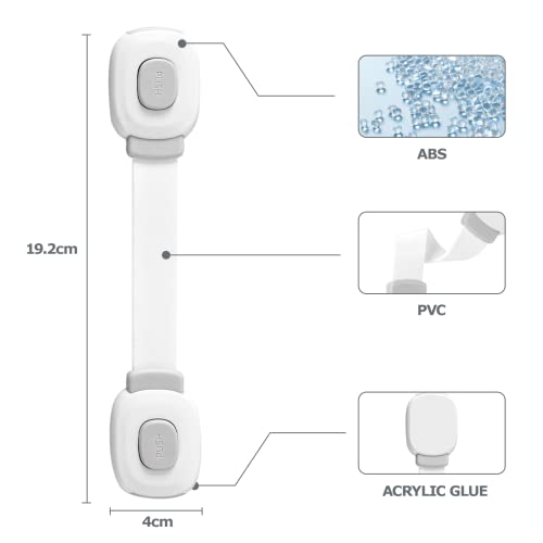 Detalle 2 de BillyBath Bloc Porte Sécurité Bébé 6 Pièces – Système Double Verrouillage et Fixation Adhésive pour Armoires, Tiroirs et Réfrigérateurs