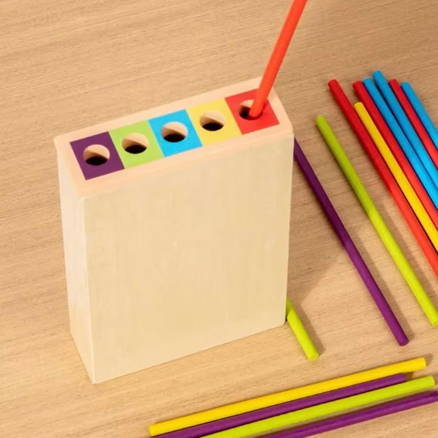 Thumbnail 3 de Gioco Montessori in legno Guopai per bambini 3–6 anni con 40 bastoncini colorati, dado e box
