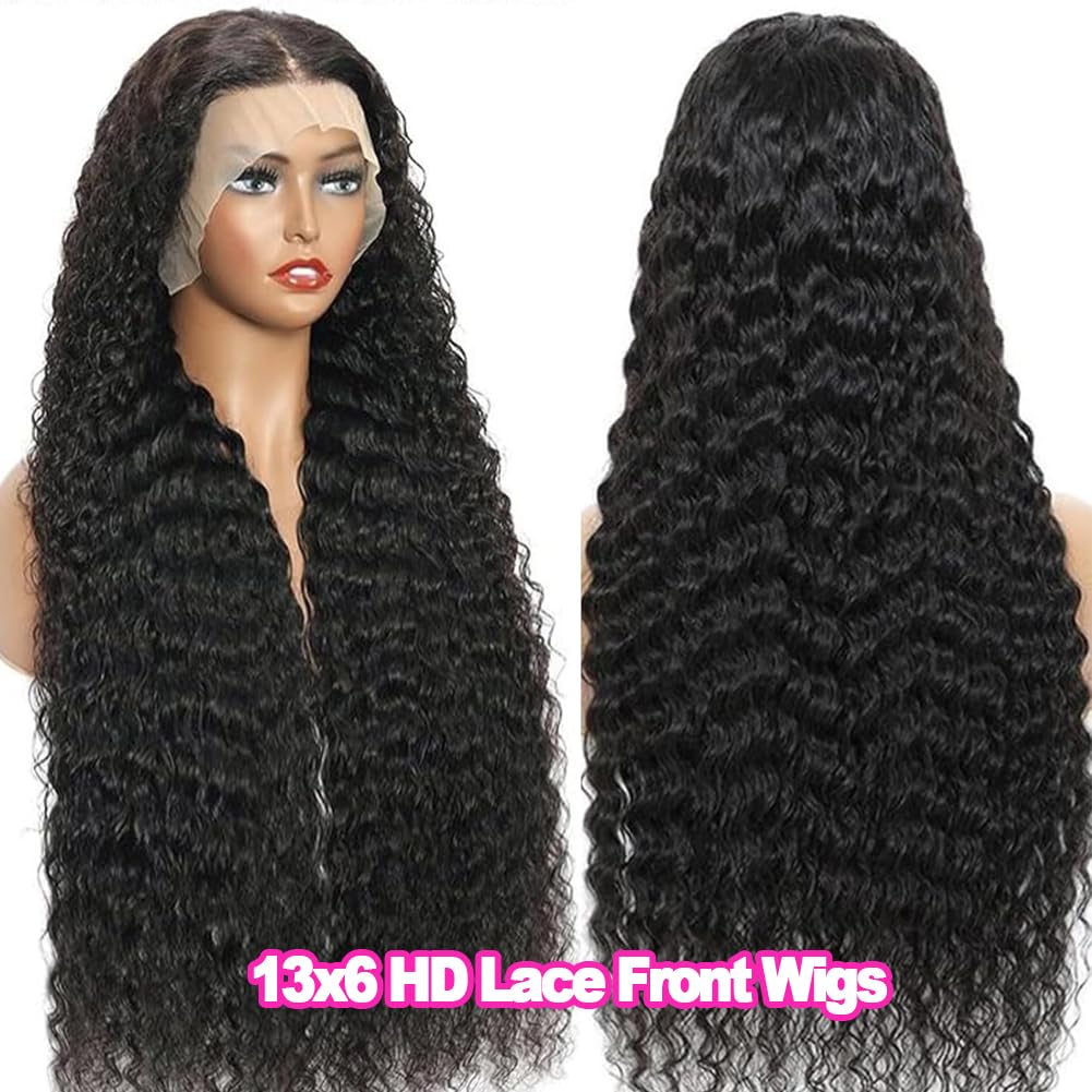 Thumbnail 2 de Kdmidun 13x6 Deep Wave Lace Front Wig (200% Density, HD Lace, Glueless) with Pre-Plucked Baby Hair, 28 Inches