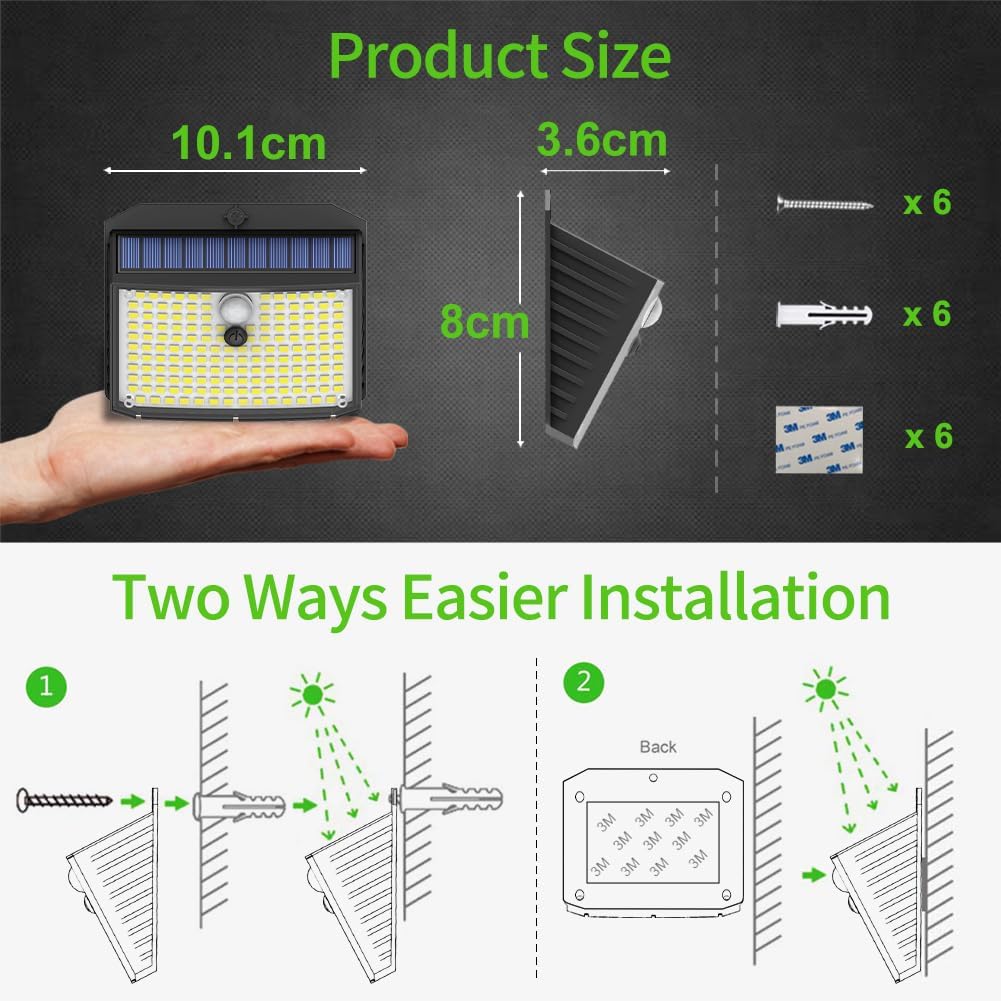 Thumbnail 5 de CLAONER Solar Security Lights Outdoor 158 LEDs