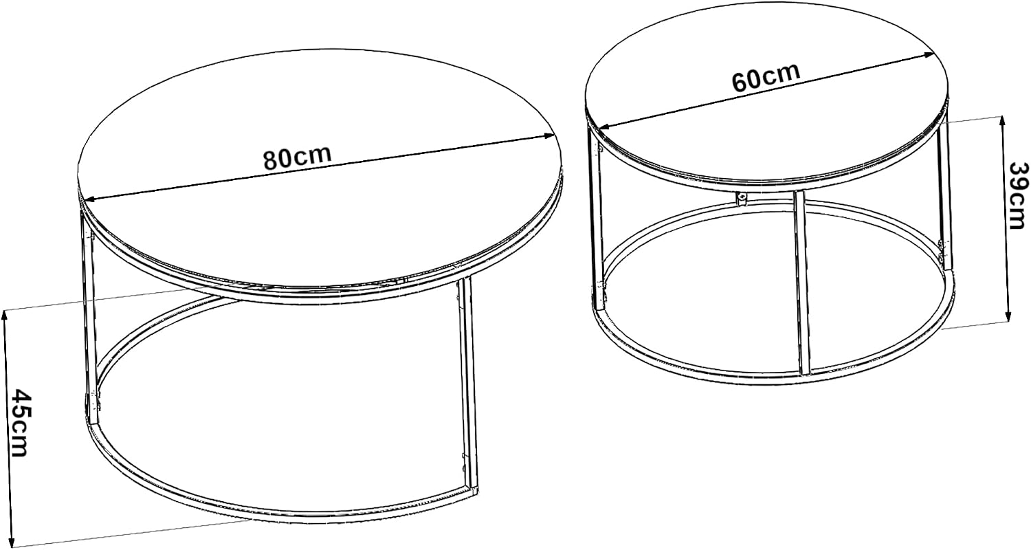 Thumbnail 1 de [en.casa] Tables gigognes rondes 2 pièces