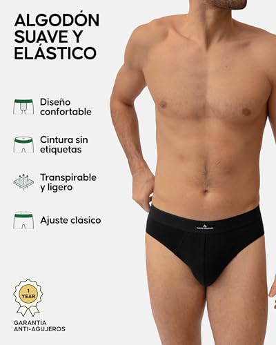 Detalle de DANISH ENDURANCE Calzoncillos Hombre Slip de Algodón – Pack 3 o 6, Negro, Talla M