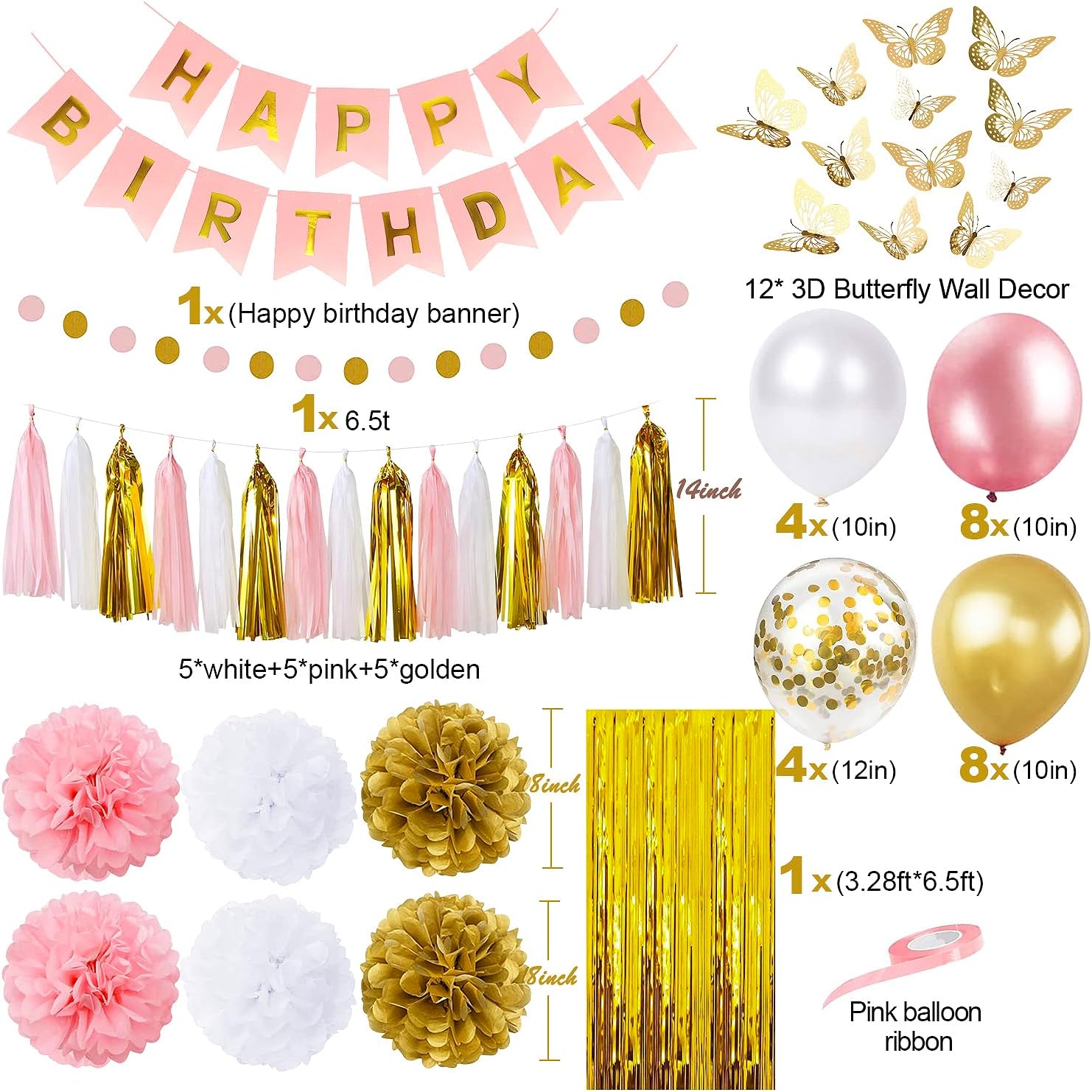 Detalle de Pink and Gold Birthday Party Decorations