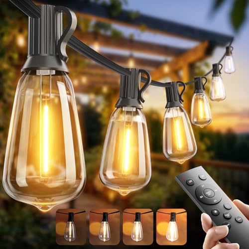 Detalle de addlon 100FT Outdoor String Lights ST38 LED with Remote – Weatherproof, Dimmable, and Ready for Outdoor Gatherings