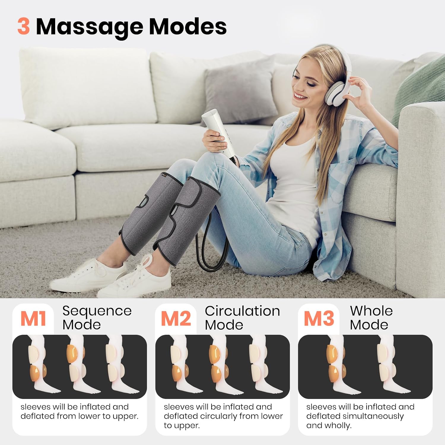 Thumbnail 6 de SHINE WELL Air Compression Leg Massager with 3 Modes, 3 Intensities and Timer