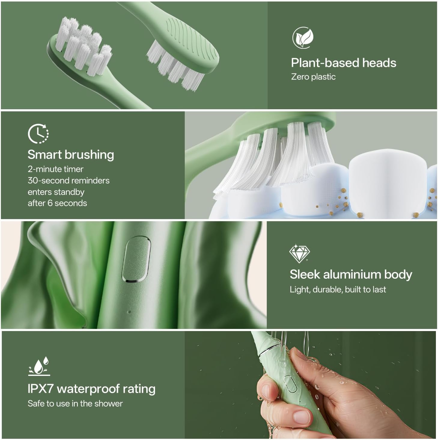 Thumbnail 3 de Oday Sonic Electric Toothbrush for Adults with Wall Mounted UV-Cleaning Holder, 4 Brush Heads, Wireless Charging, IPX7 Waterproof
