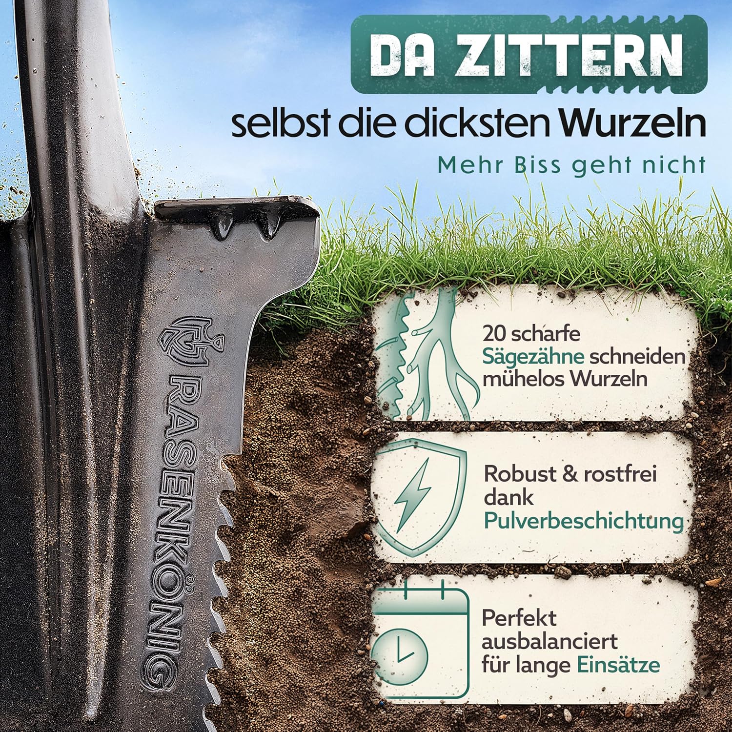 Thumbnail 2 de RASENKÖNIG Spaten Wurzelsäge Pro mit 20 Zähnen
