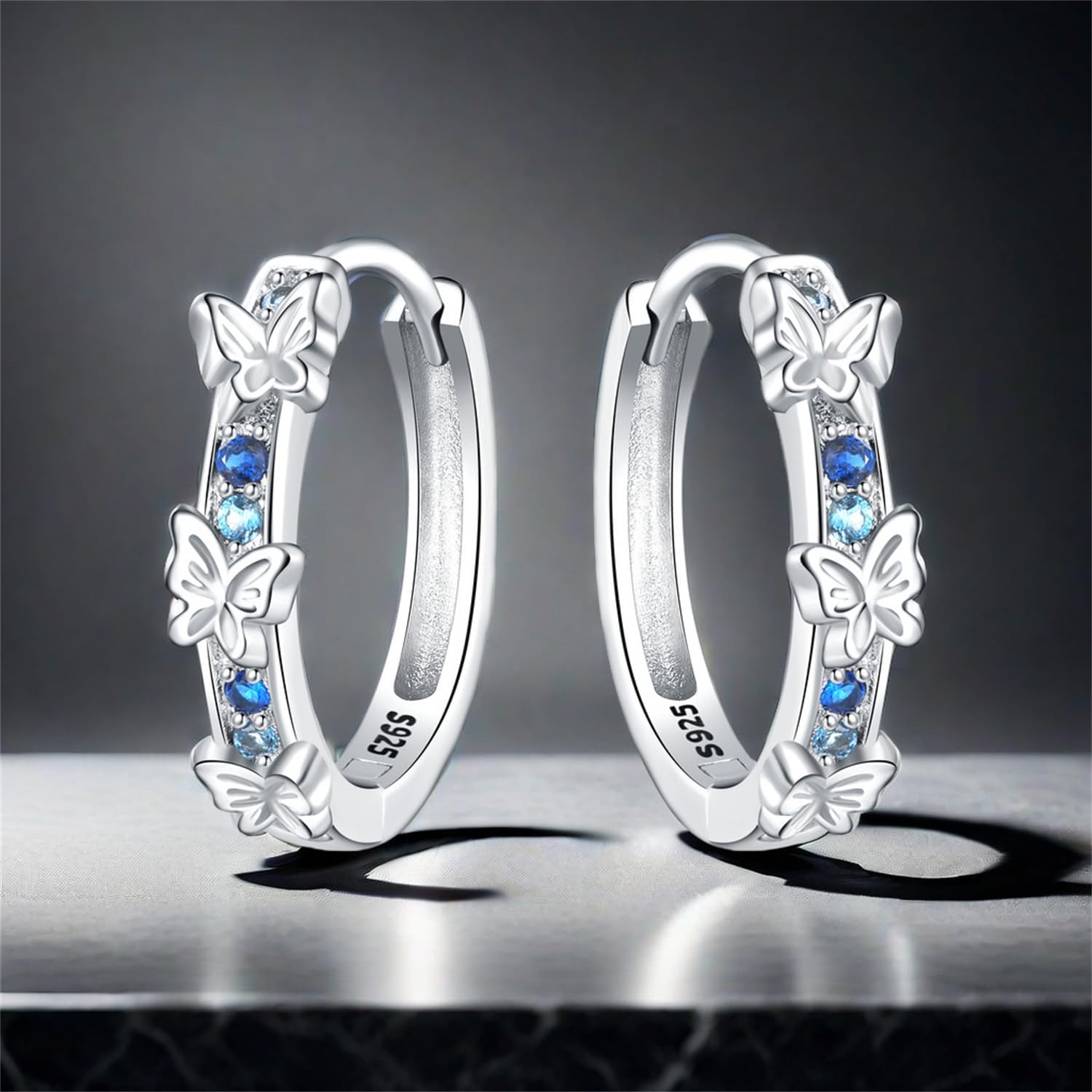 Detalle 2 de CYMYSS Ohrringe Silber 925 Creolen – Kleine Hoop-Ohrringe aus Sterlingsilber für Damen
