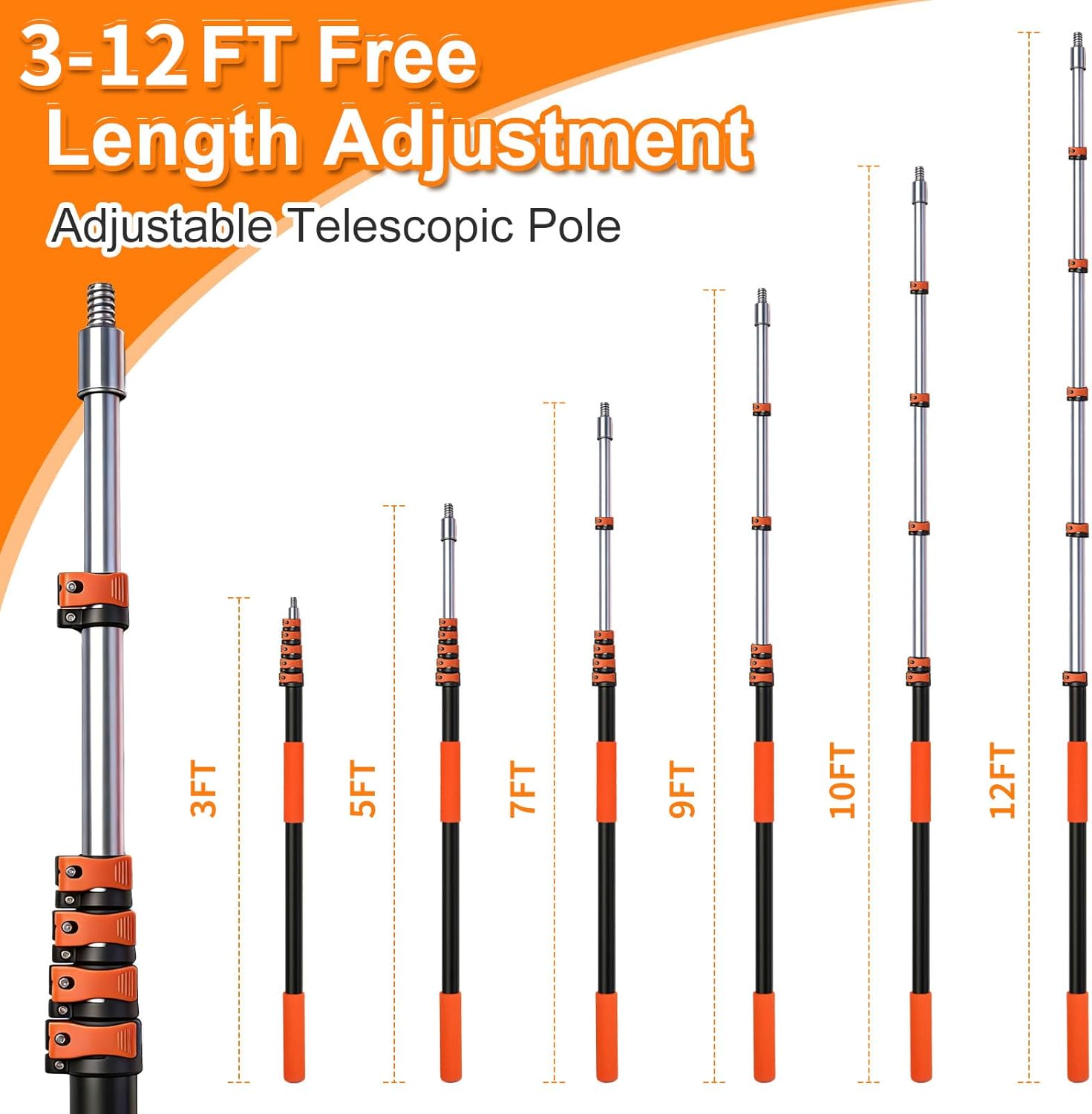 Detalle de TONYINGO 18ft High Reach Duster Kit: A 5-Piece Telescoping Solution for Hard-to-Reach Cleaning