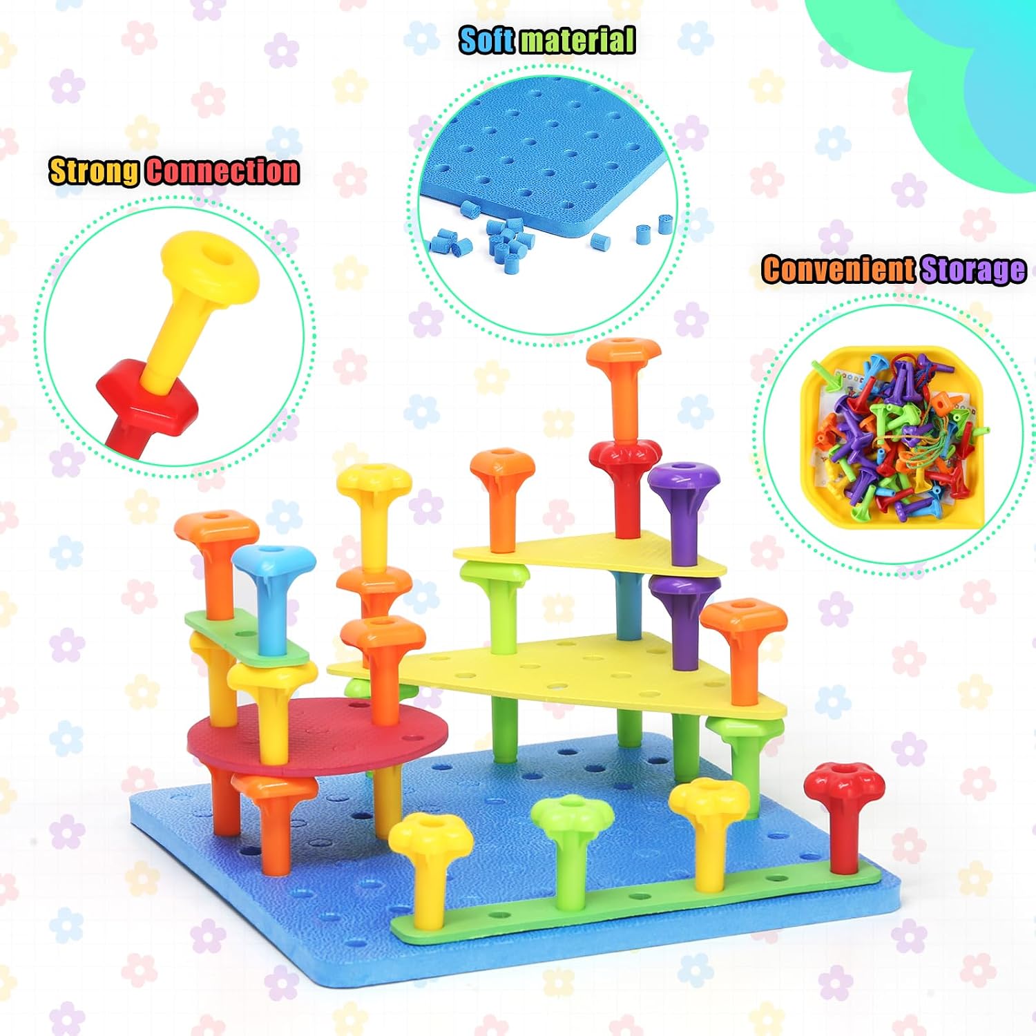 Thumbnail 5 de Peg Board Toy Set 73-Piece STEM Building Kit