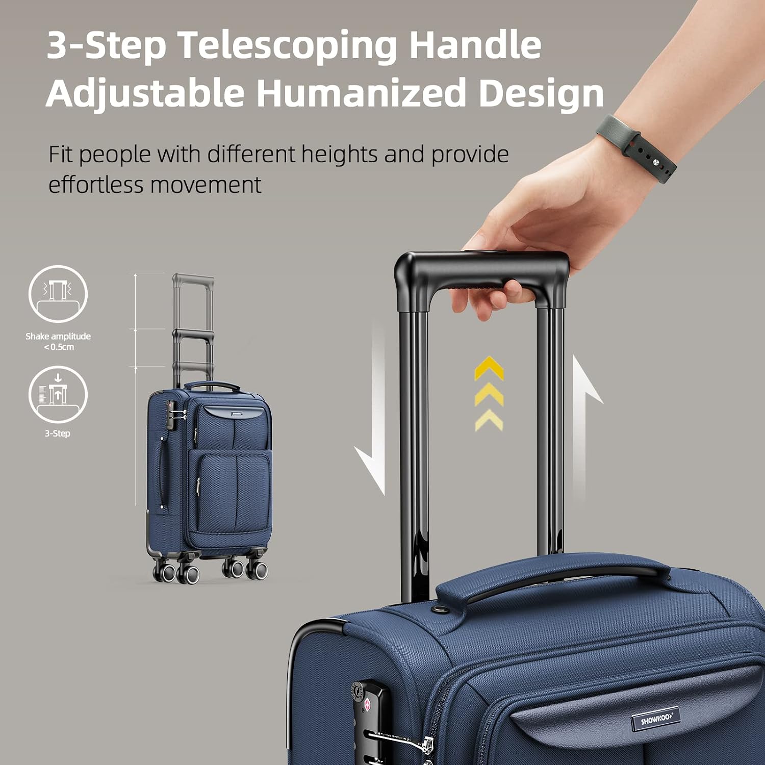 Thumbnail 4 de SHOWKOO 3-Piece Softside Expandable Luggage Set (20in/24in/28in) with 360° Spinner Wheels