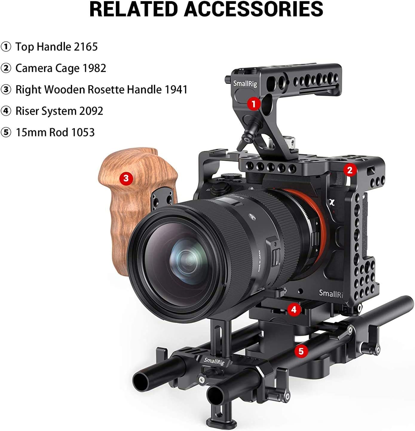 Detalle de SmallRig BSL2681 support d’objectif 15 mm (hauteur réglable jusqu’à 53,5 mm) pour reflex