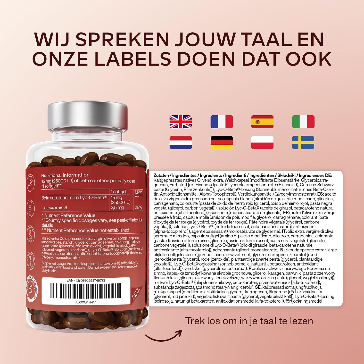Thumbnail 6 de AAVALABS Bèta-caroteen 25.000 IE, 180 vegan softgels met Lyc-O-Bèta