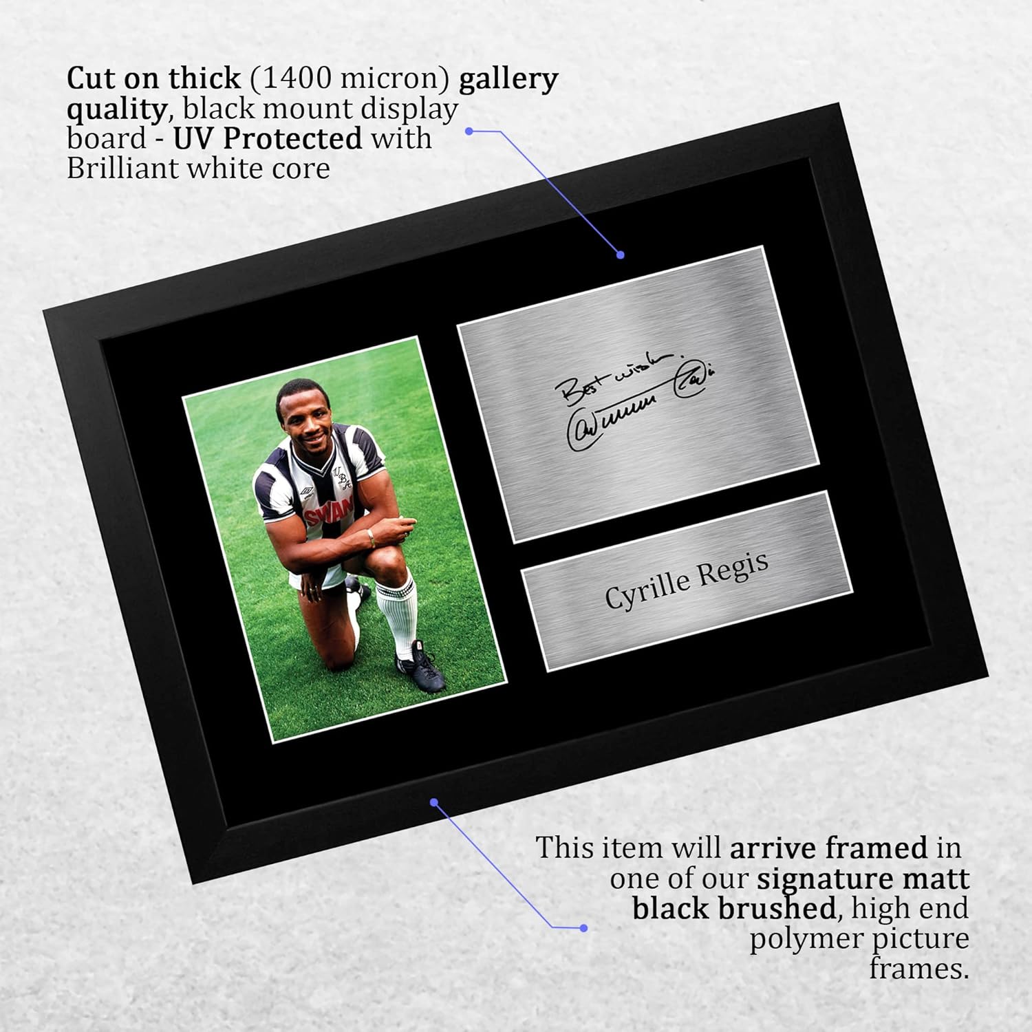 Thumbnail 2 de HWC Trading FR A4 Cyrille Regis West Brom framed autograph picture (A4)