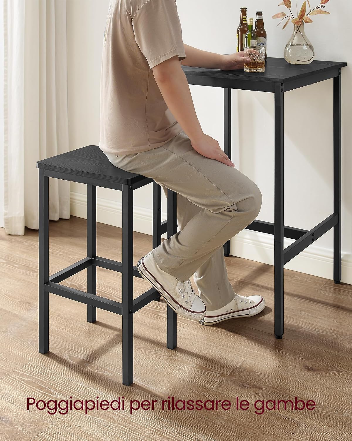 Thumbnail 6 de VASAGLE tavolo da bar con sgabelli LBT017B56, set cucina 60 x 60 x 90 cm con 2 sgabelli