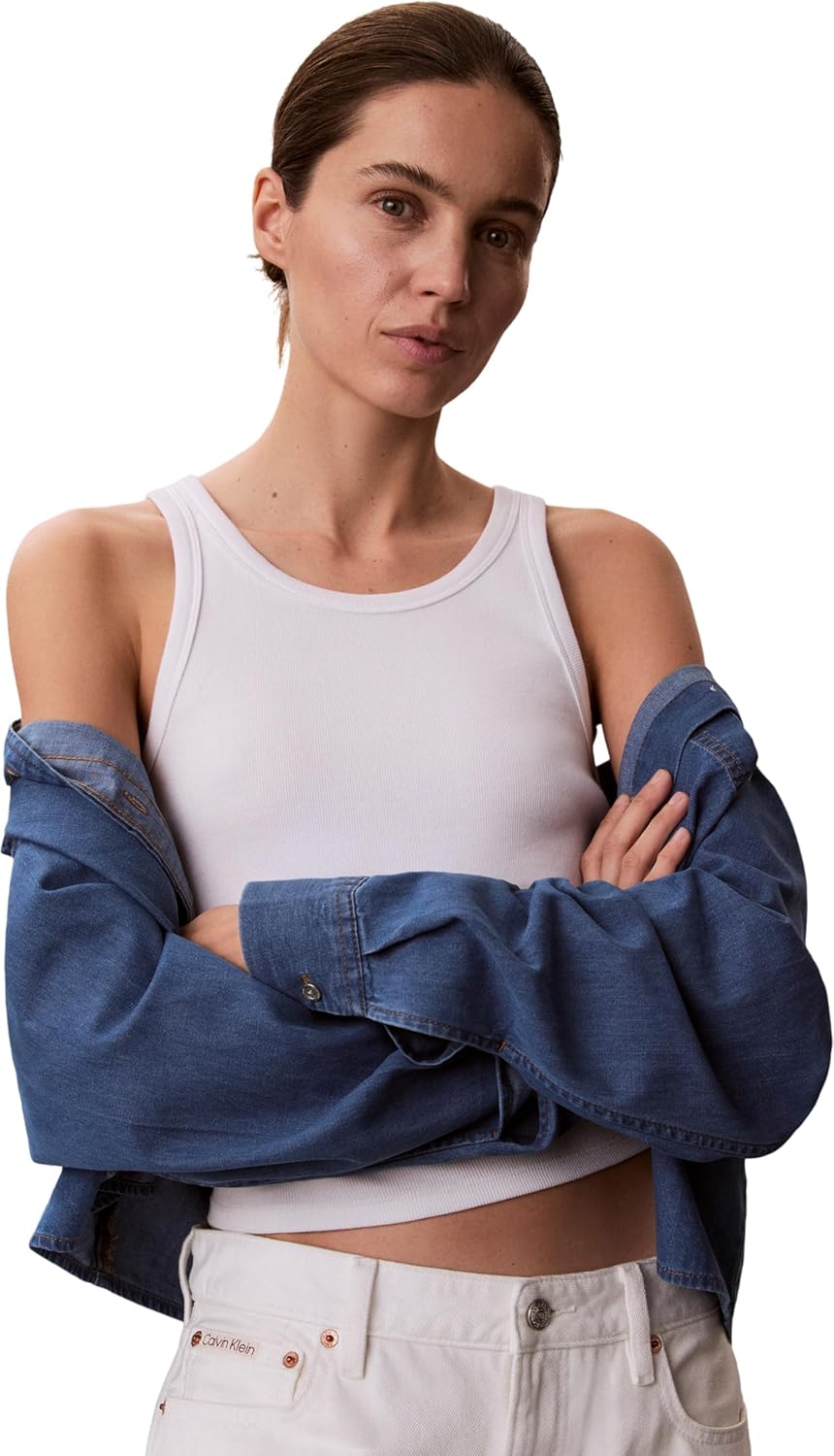 Detalle de Calvin Klein New Dad Shirt Annapolis Sky LV047F790G – Chemise authentique Calvin Klein
