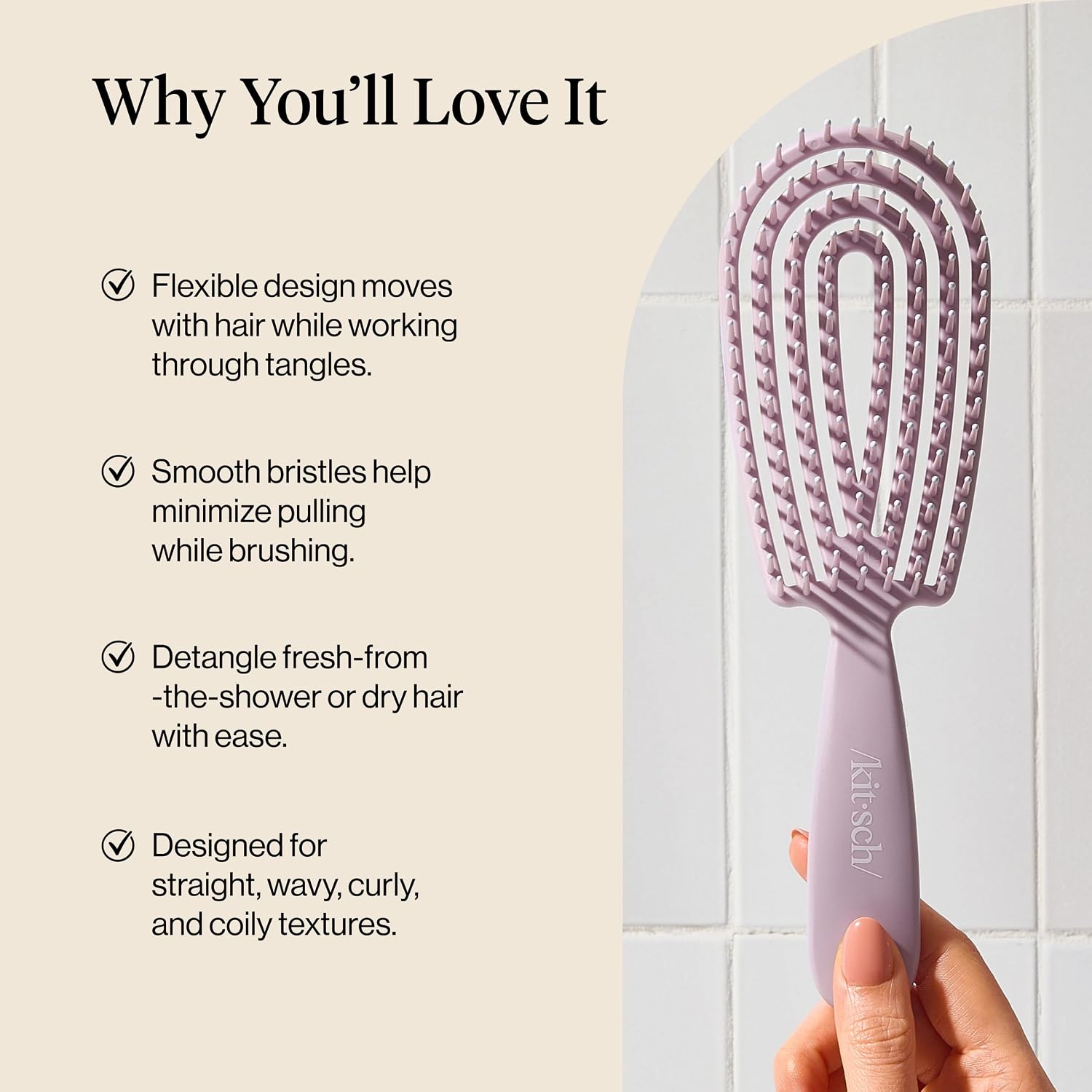Thumbnail 4 de Kitsch Detangler Brush Flexible Frame for Curly Hair
