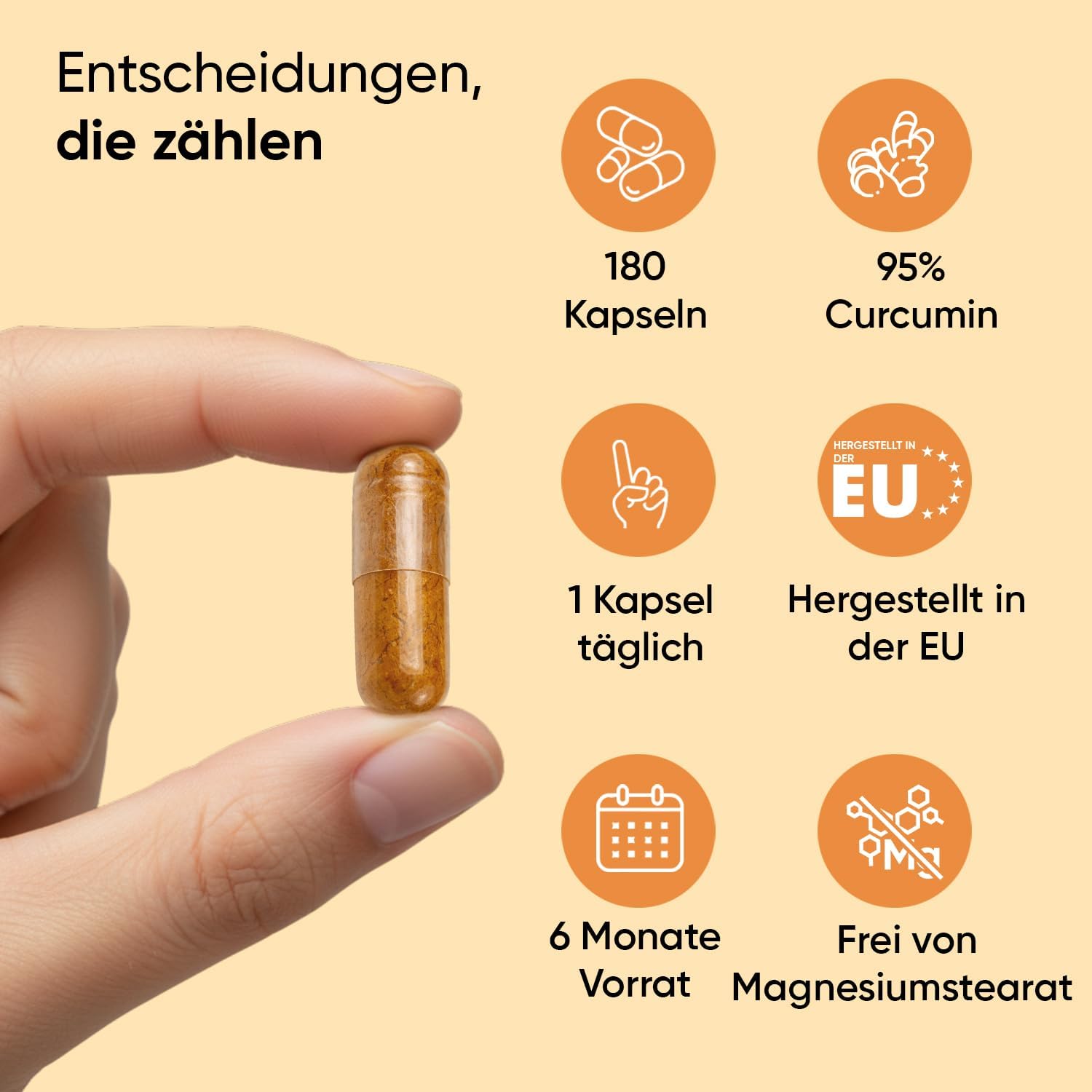 Detalle de Curcumin Kapseln 500 mg (50:1) – Kurkuma-Extrakt mit Ingwer & Schwarzem Pfeffer von WeightWorld, 180 Kapseln