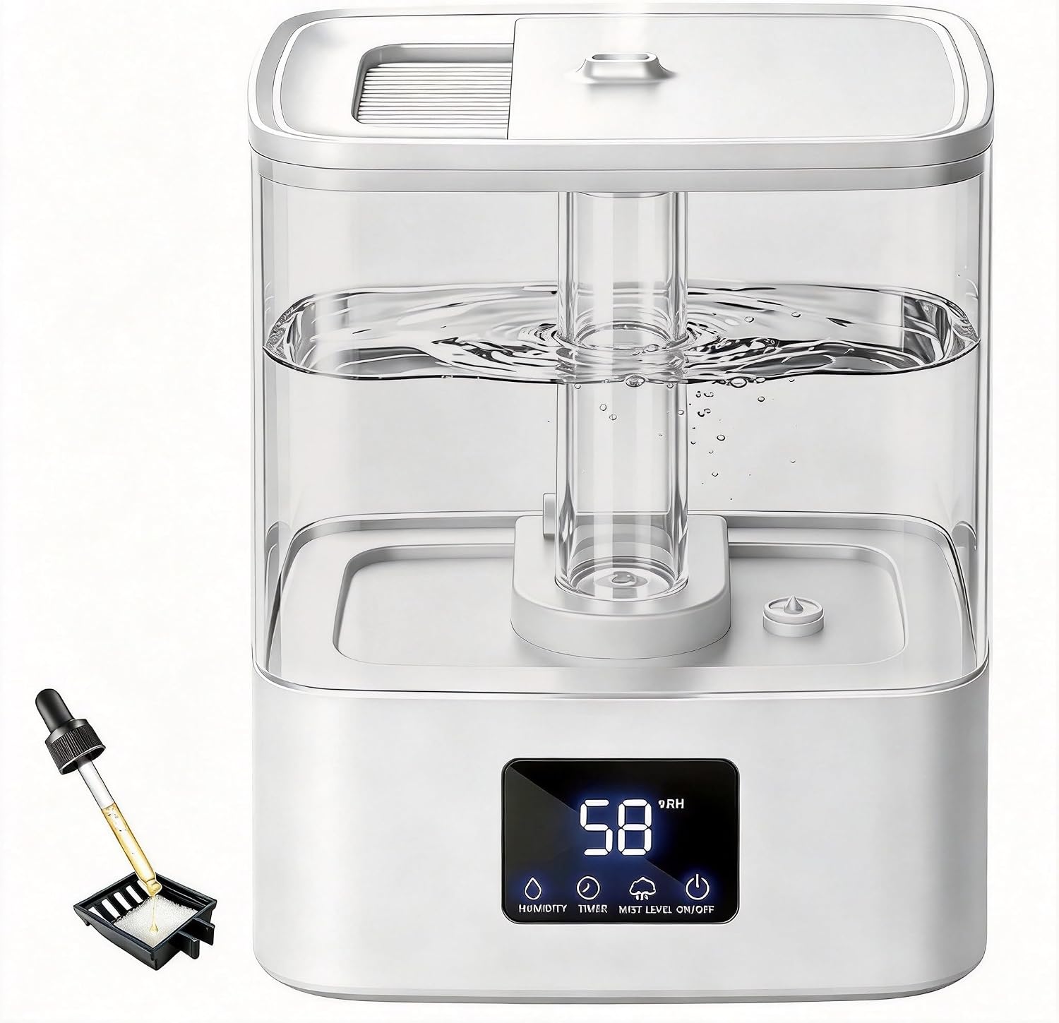 Detalle de KZF 4L Cool Mist Humidifier with Top-Fill Design and Humidity Display