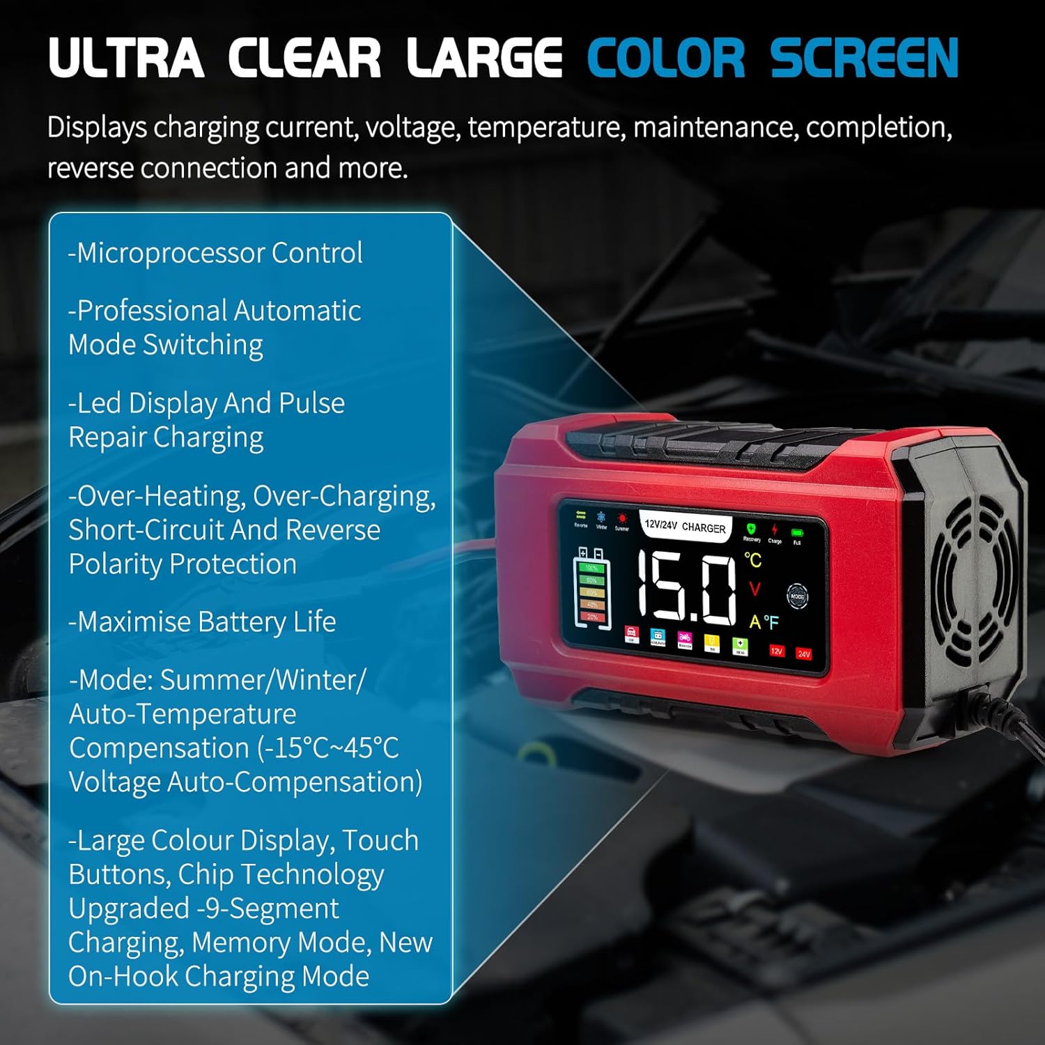 Thumbnail 4 de Aptliton 15A Intelligent Car Battery Charger 12V/24V