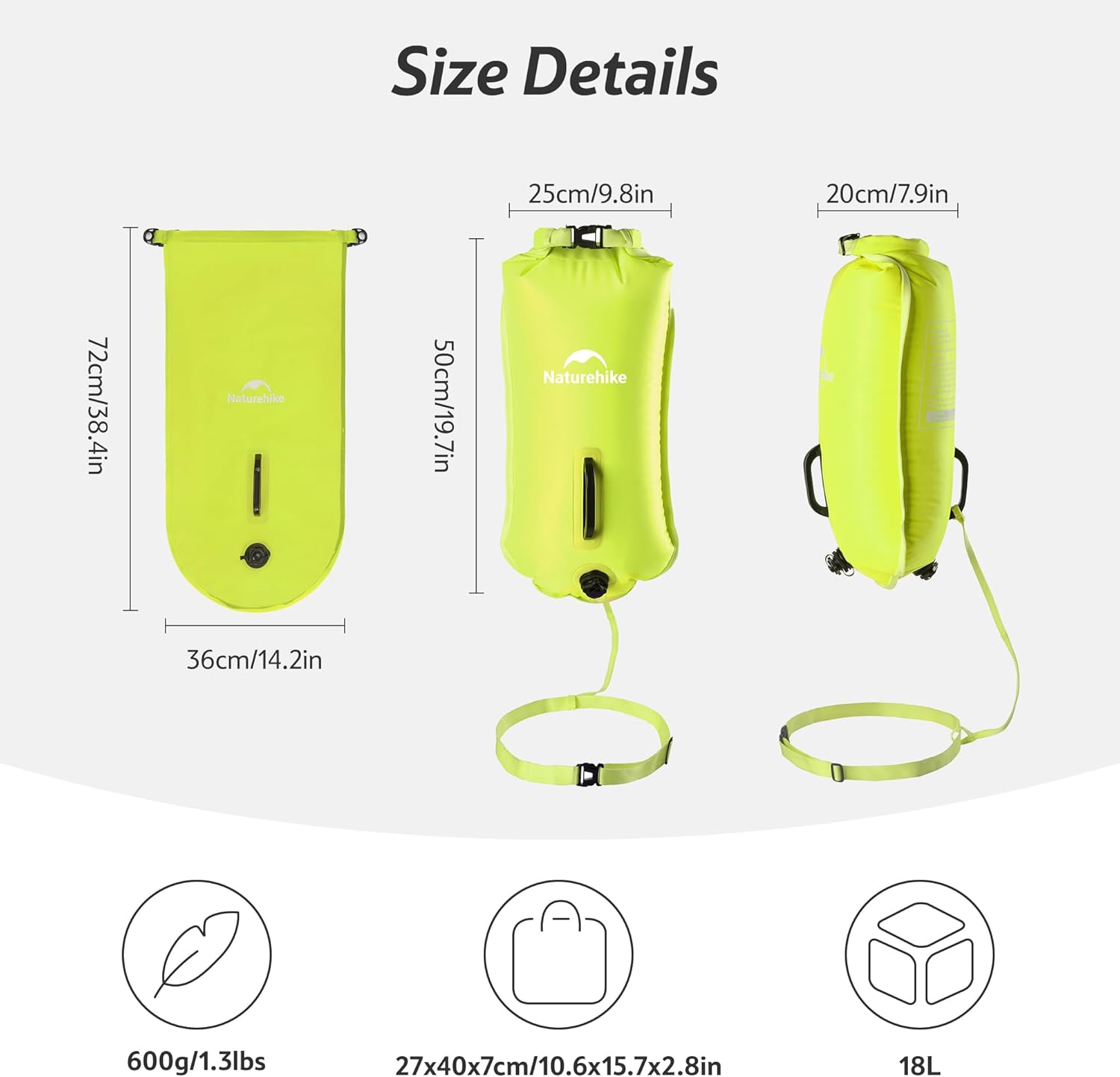 Detalle 2 de Naturehike Bouée flottante 18L avec deux airbags et sac étanche