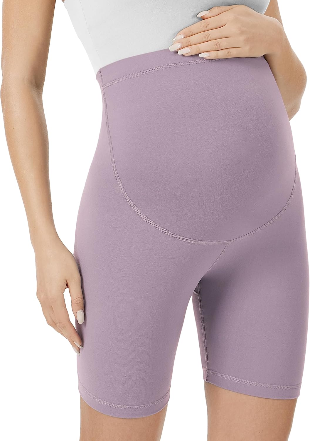 Thumbnail 1 de VALANDY Creamlush Maternity Shorts Over The Belly – comfy, supportive biker shorts for pregnancy
