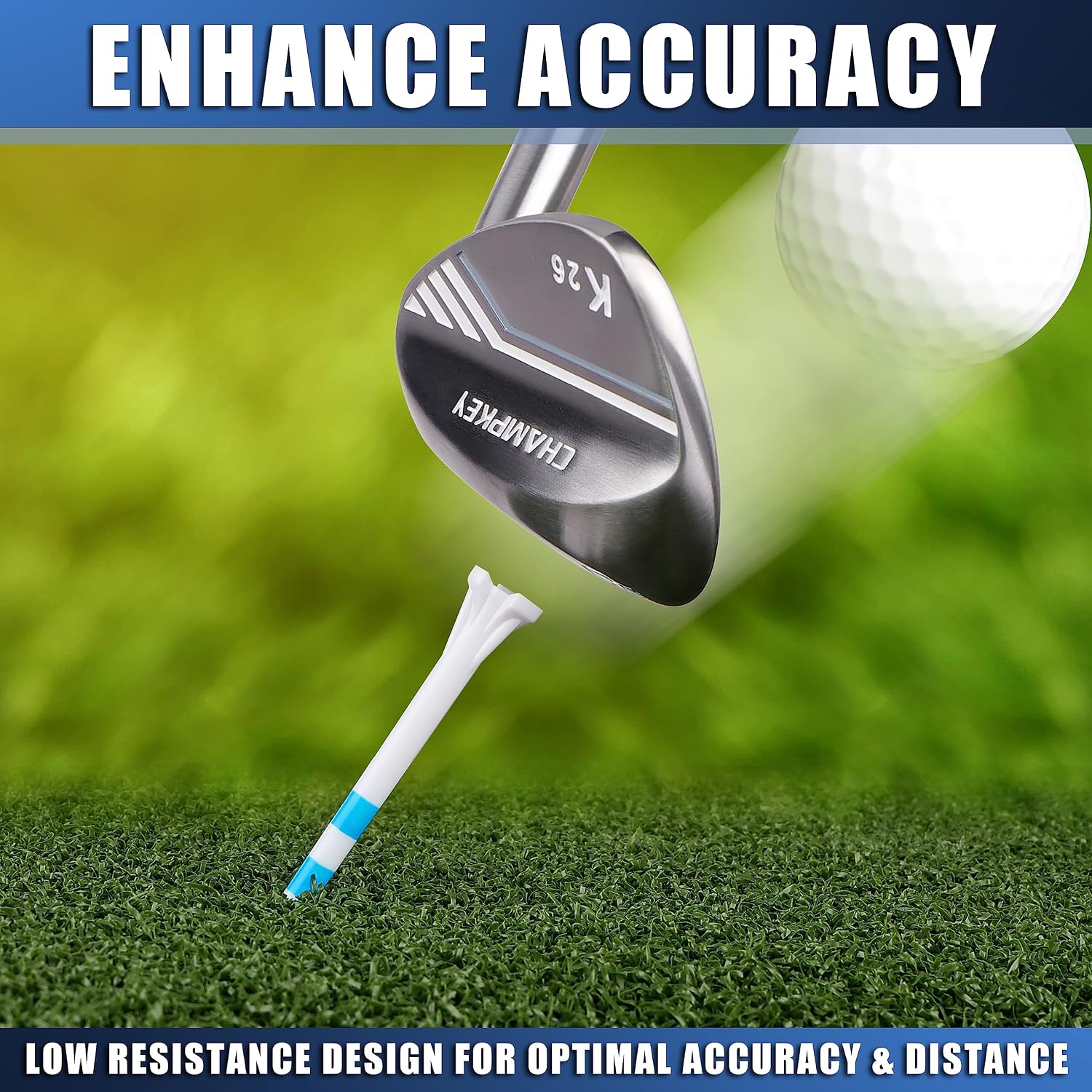 Thumbnail 6 de CHAMPKEY Professional 3 Prongs Golf Tees 120 Pack – Low Friction, Durable Hybrid Plastic