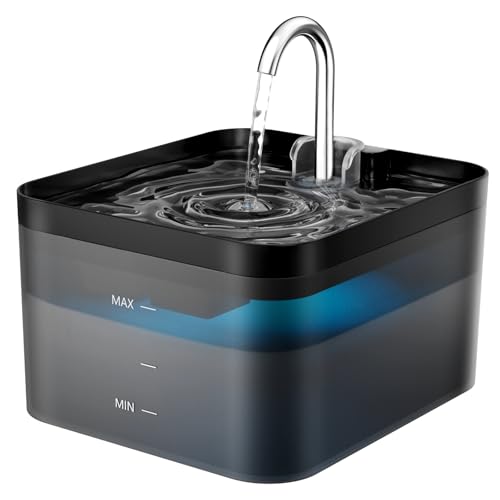 PawPoll Fontaine à Eau pour Chat 2,2L – Silencieuse, Filtration Quadruple et LED