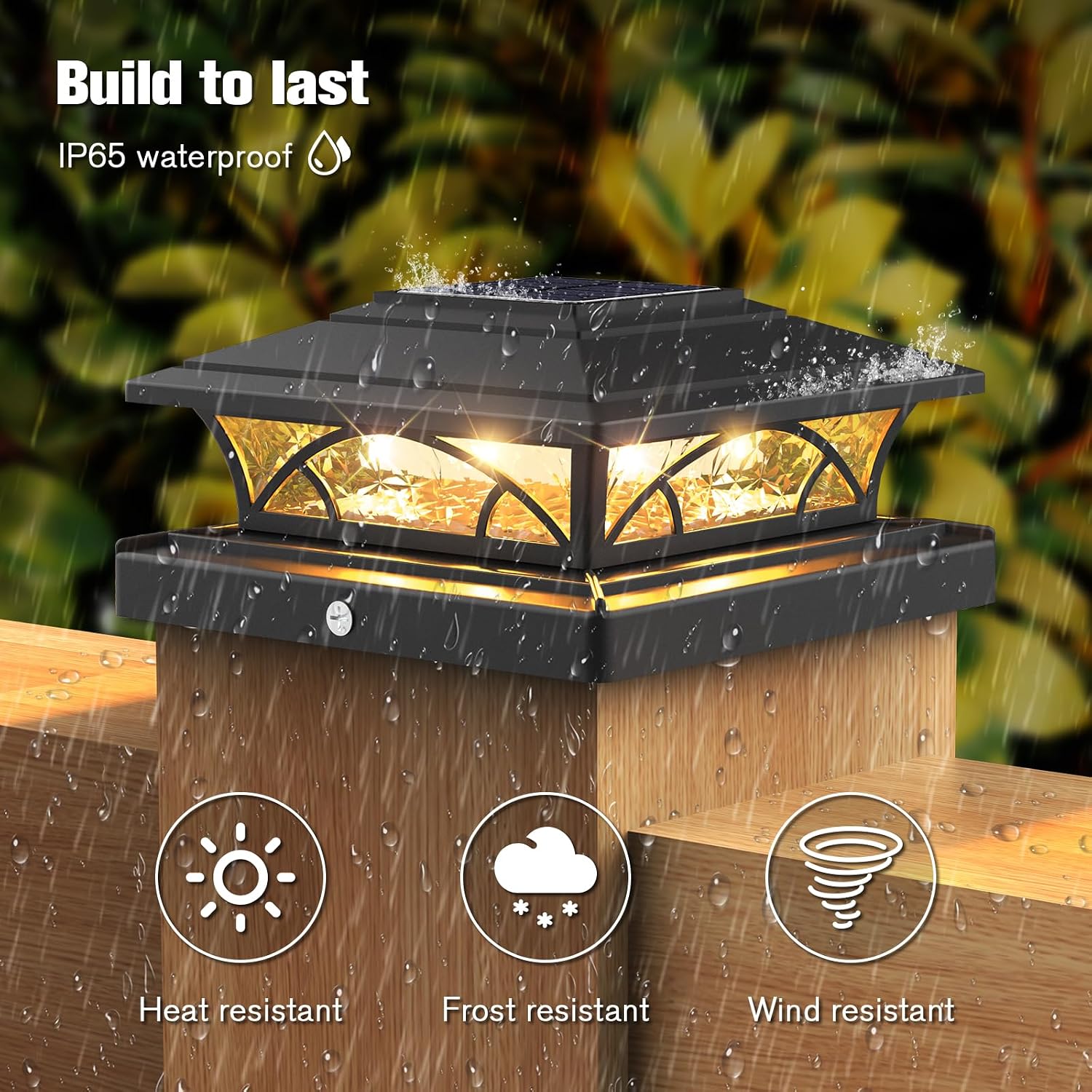 Detalle de JOFIOS TZ21 Solar Post Cap Lights, 12-Pack, 16 LEDs, 2 Modes, IP65