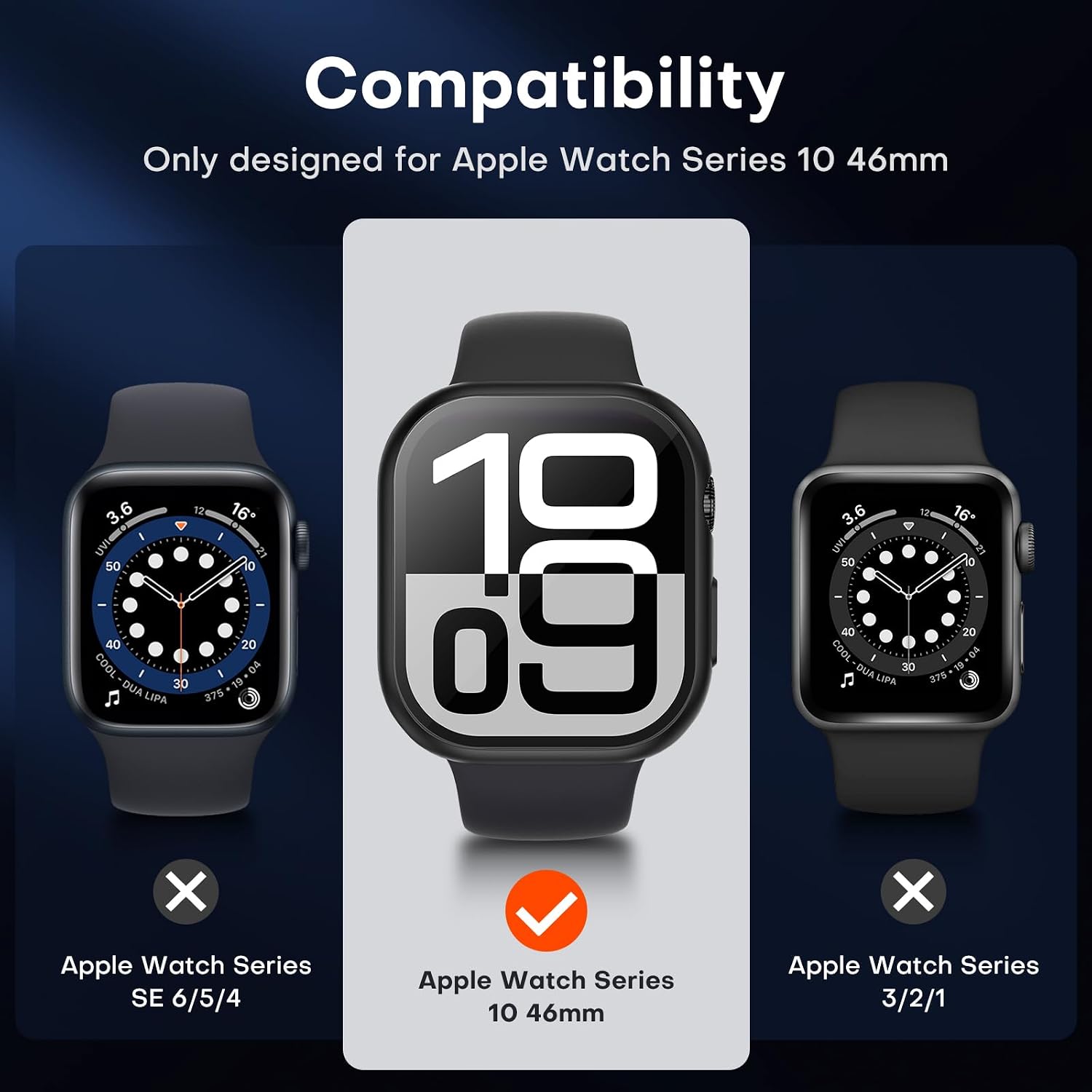 Thumbnail 6 de TAURI 2 Pack Waterproof Case for Apple Watch 46mm (Series 11/10) with 9H Glass Screen Protector