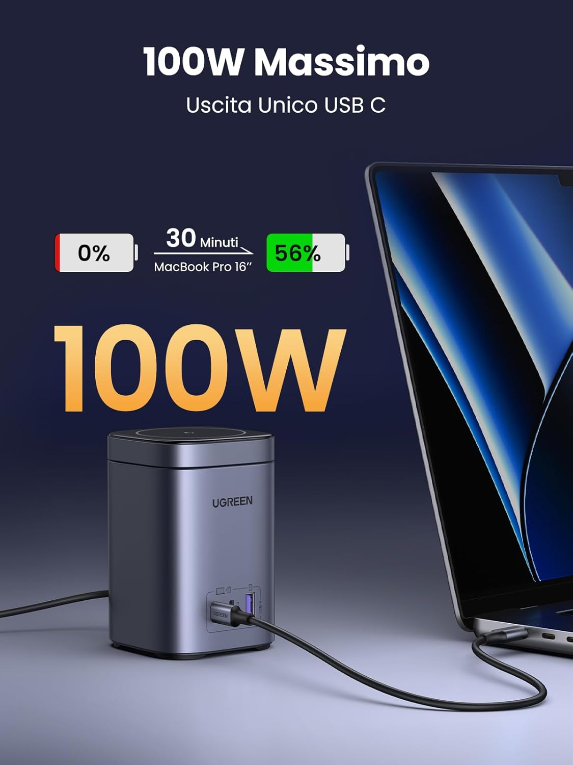 Thumbnail 2 de UGREEN Nexode Stazione di Caricatore GaN 100W con Qi2 15W e MagSafe compatibile