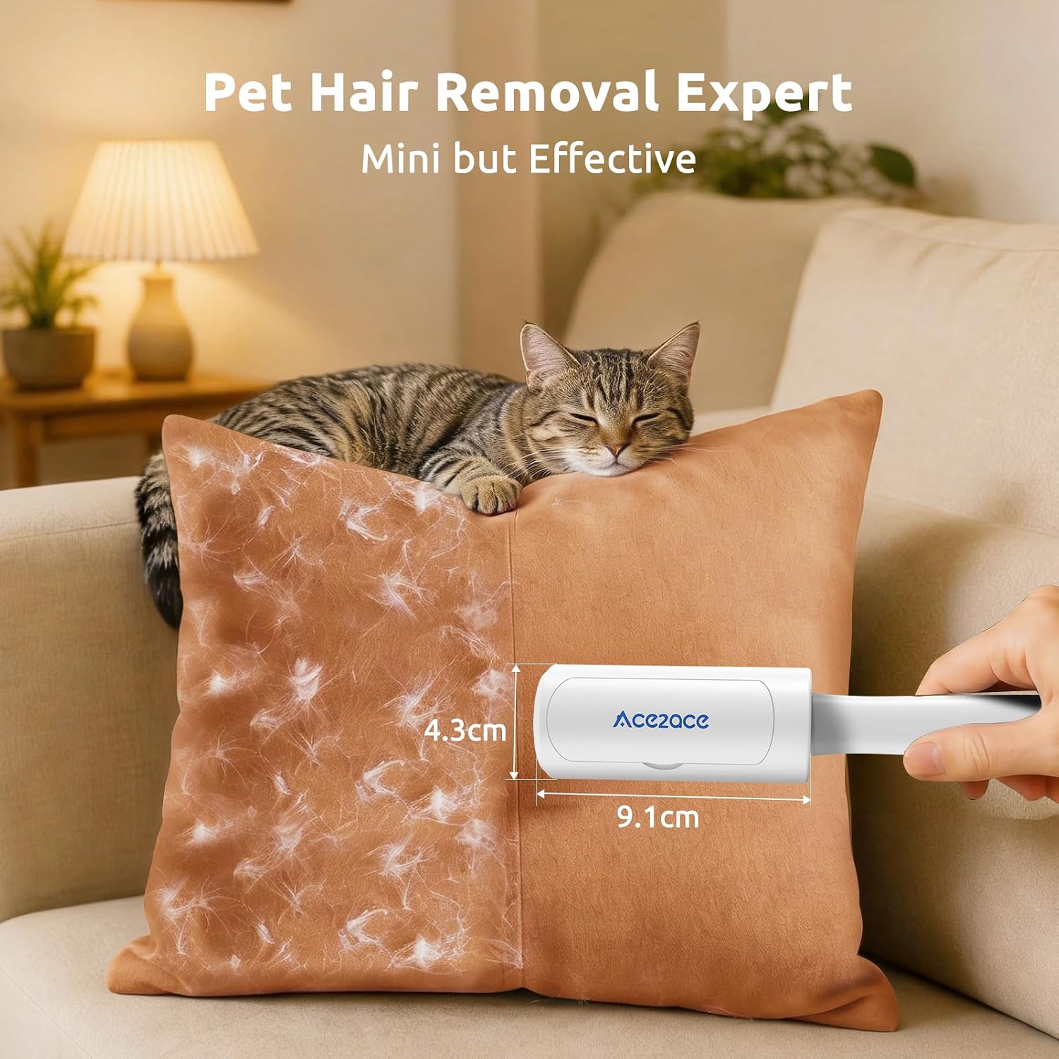 Detalle 2 de ACE2ACE Mini Reusable Lint Roller for Clothes, White Pet Hair Remover