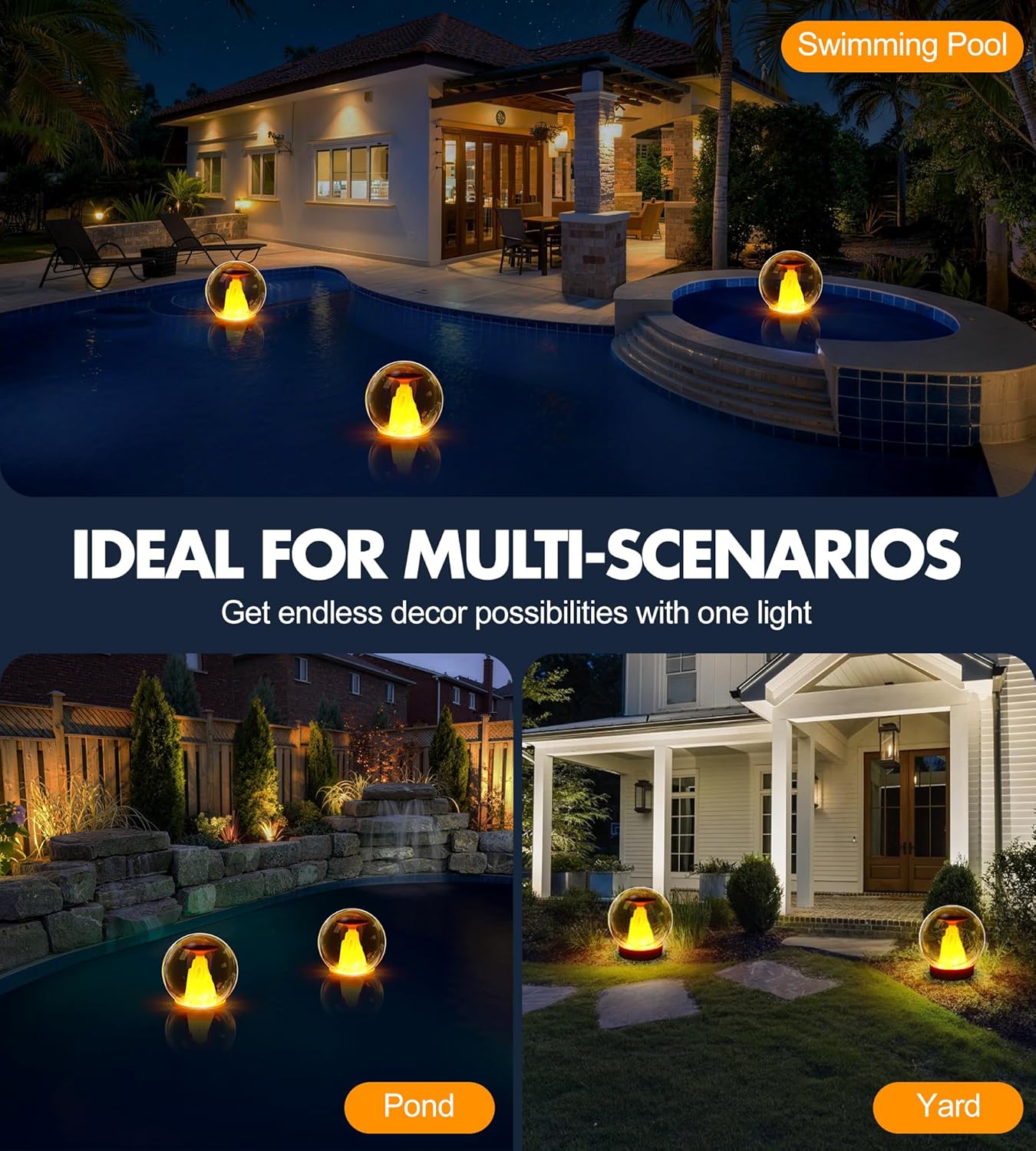 Thumbnail 6 de PoolLeader Lampe Solaire Flottante Piscine – Éclairage LED à Flammes, 2 pièces