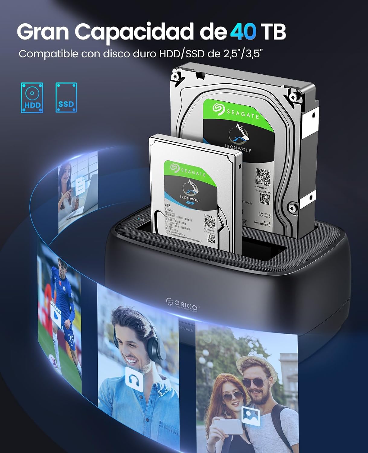 Thumbnail 1 de ORICO DD28U3 Dock doble USB 3.0 18 TB