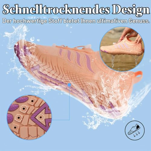 Detalle de Hanani Badeschuhe Wasserschuhe Herren Damen Strandschuhe Barfußschuhe Rosa EU40