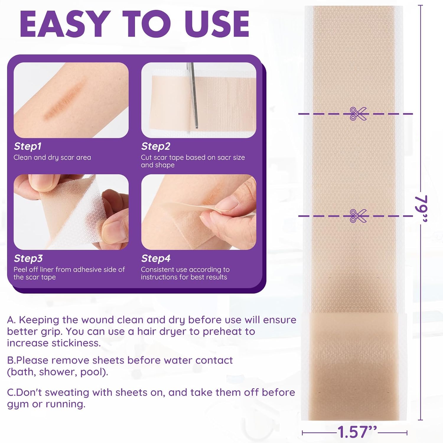 Detalle 2 de Silicone Scar Sheets 1.6" x 79" Roll