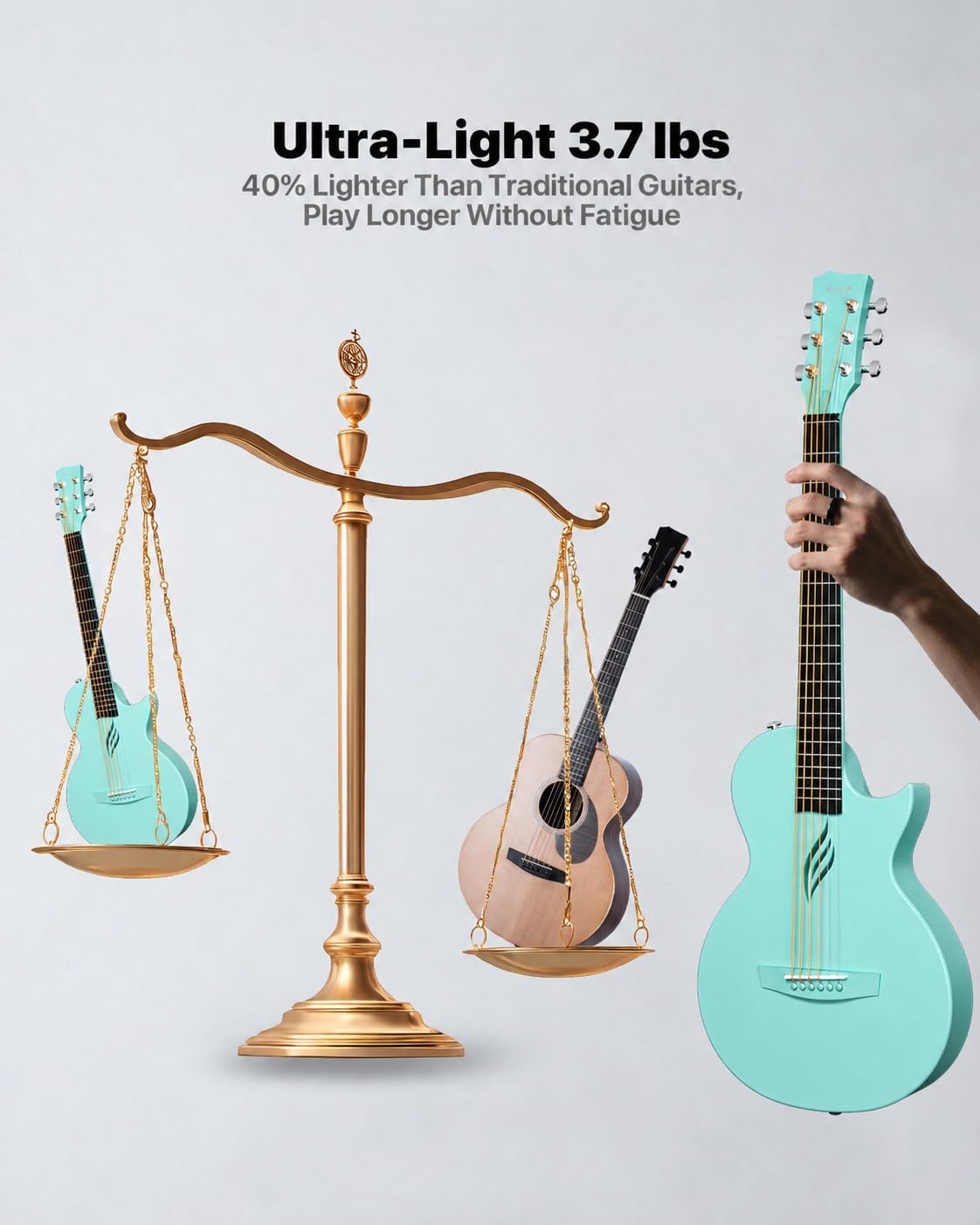 Thumbnail 3 de Enya travel acoustic guitar, 35-inch