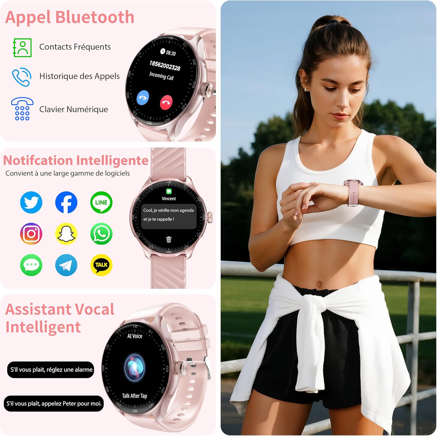 Detalle de OUKITEL Montre connectée Femme 1,39"