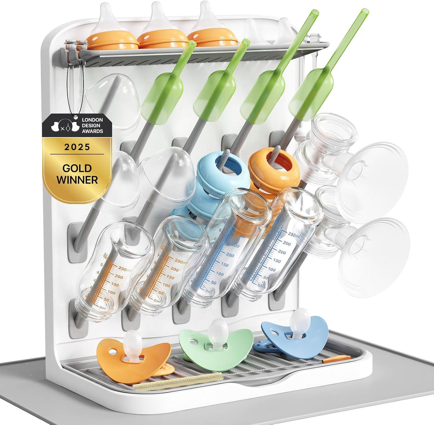 Detalle de Lifewit 24445 droogrek voor babyflessen met 15 haken en afdruipmat