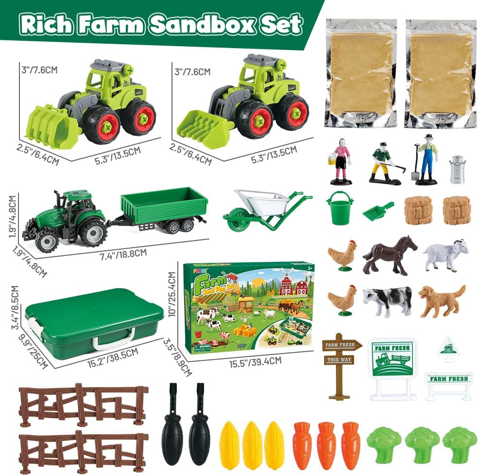 Thumbnail 3 de FRUSE Bauernhof-Sandspielset mit 1 kg Magic Toy Sand, Traktoren & Bauernhof-Zubehör für Kinder ab 3 Jahren