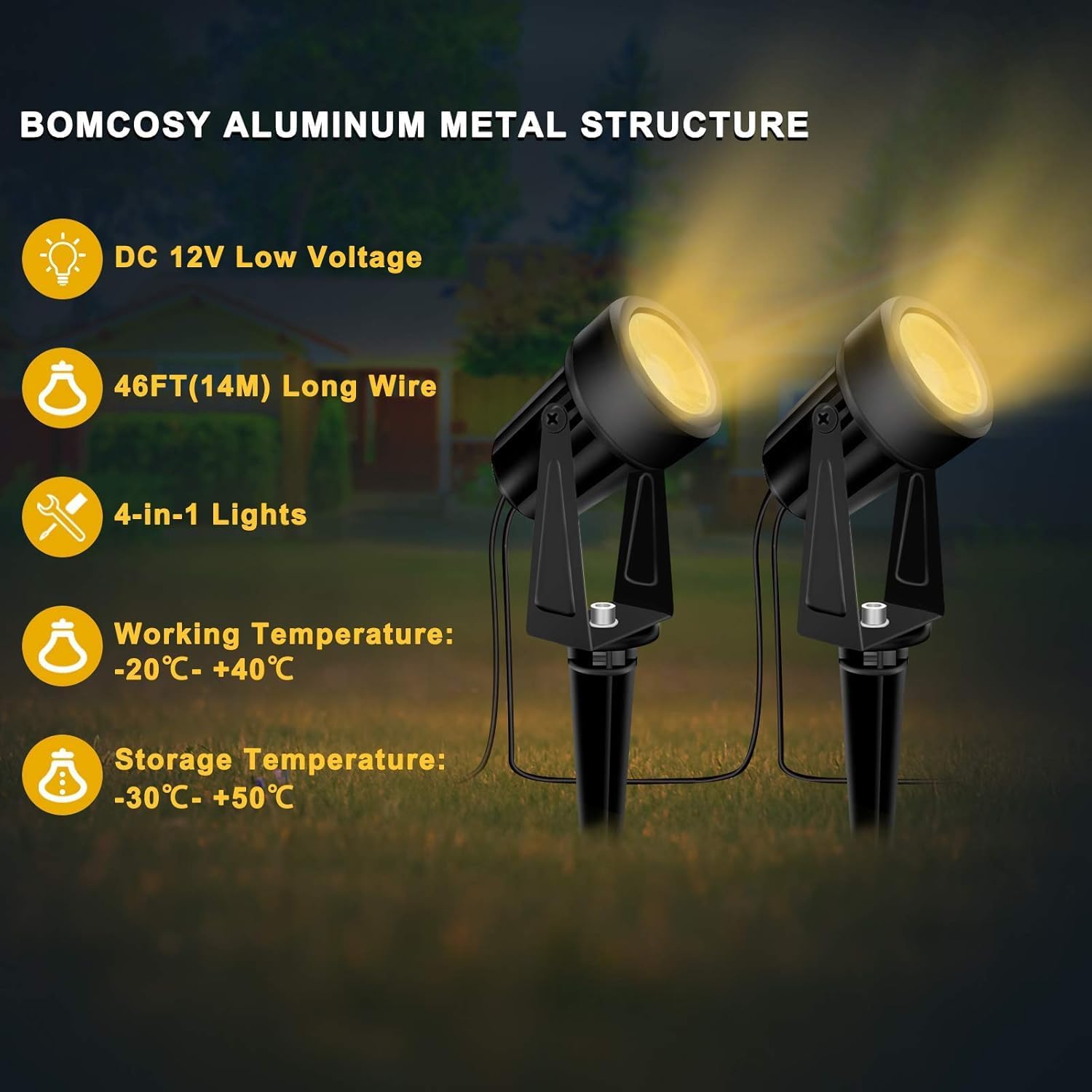 Detalle de Bomcosy Garden Spotlights Mains Powered 46ft/14m Landscape Lights