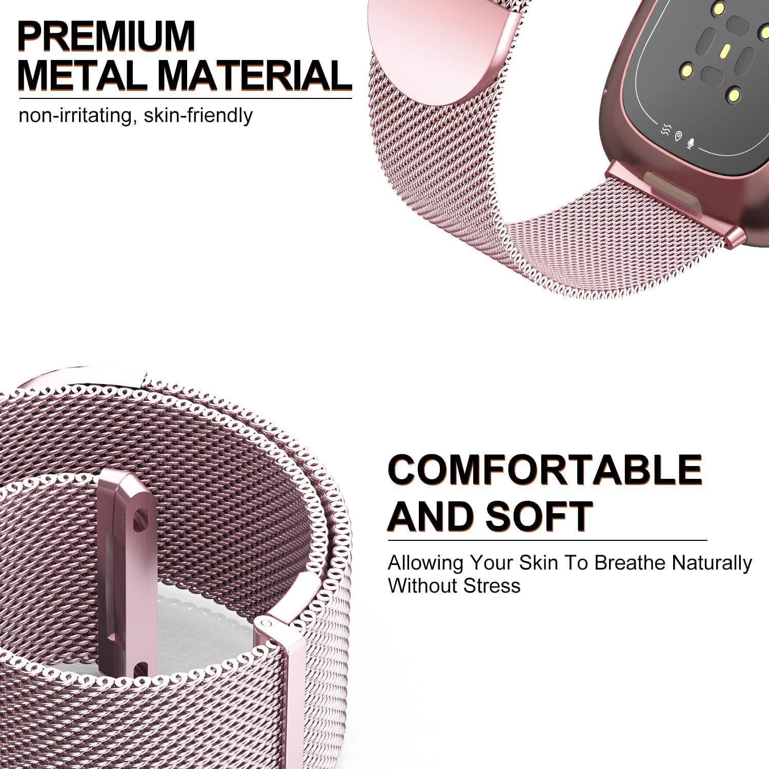 Detalle de Higgs metal strap for Fitbit Versa 4