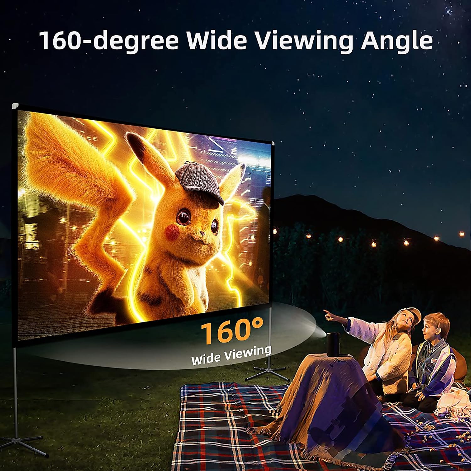 Thumbnail 3 de Portable Projector Screen with Stand (Outdoor Camping Projection Screen, 80 inch, 16:9)
