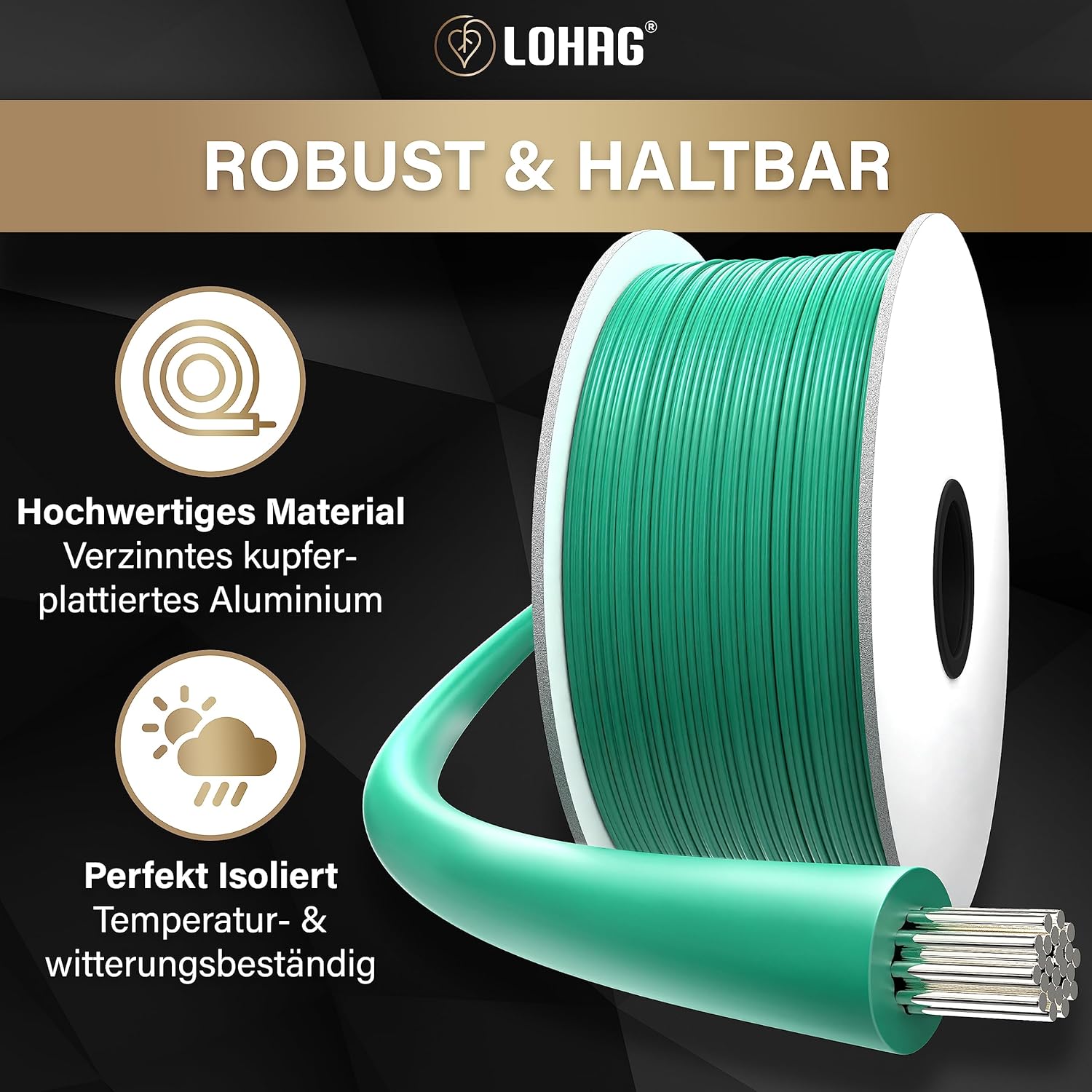 Detalle de lohag® 150 m Universal Begrenzungskabel für Mähroboter (2,7 mm)