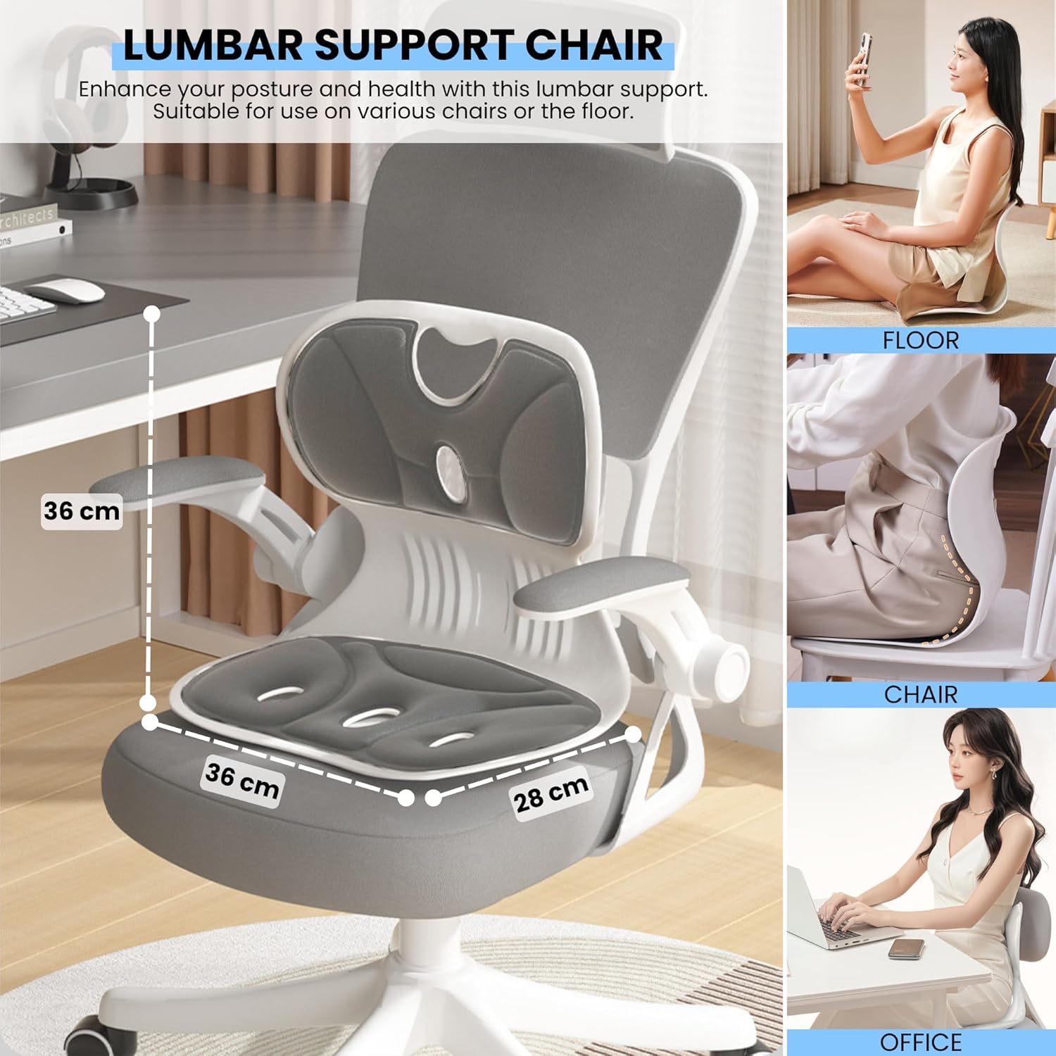 Detalle 2 de Silla Correctora de Postura con soporte lumbar 200 kg