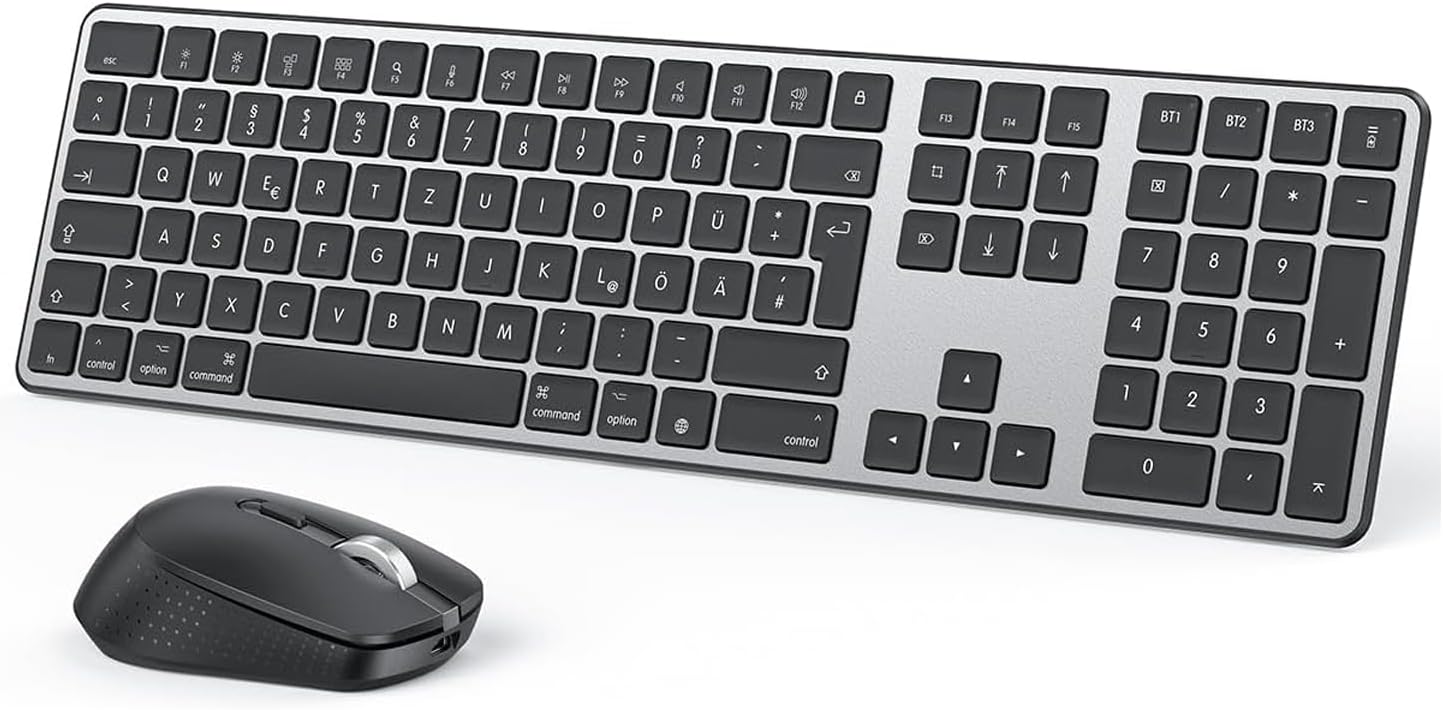 Imagen de OMOTON Bluetooth Tastatur & Maus Set für MacBook Air/Pro, iMac, iMac Pro, Mac mini (QWERTZ, DE, mit Multi-Gerät-Funktion) en OfertitasTOP