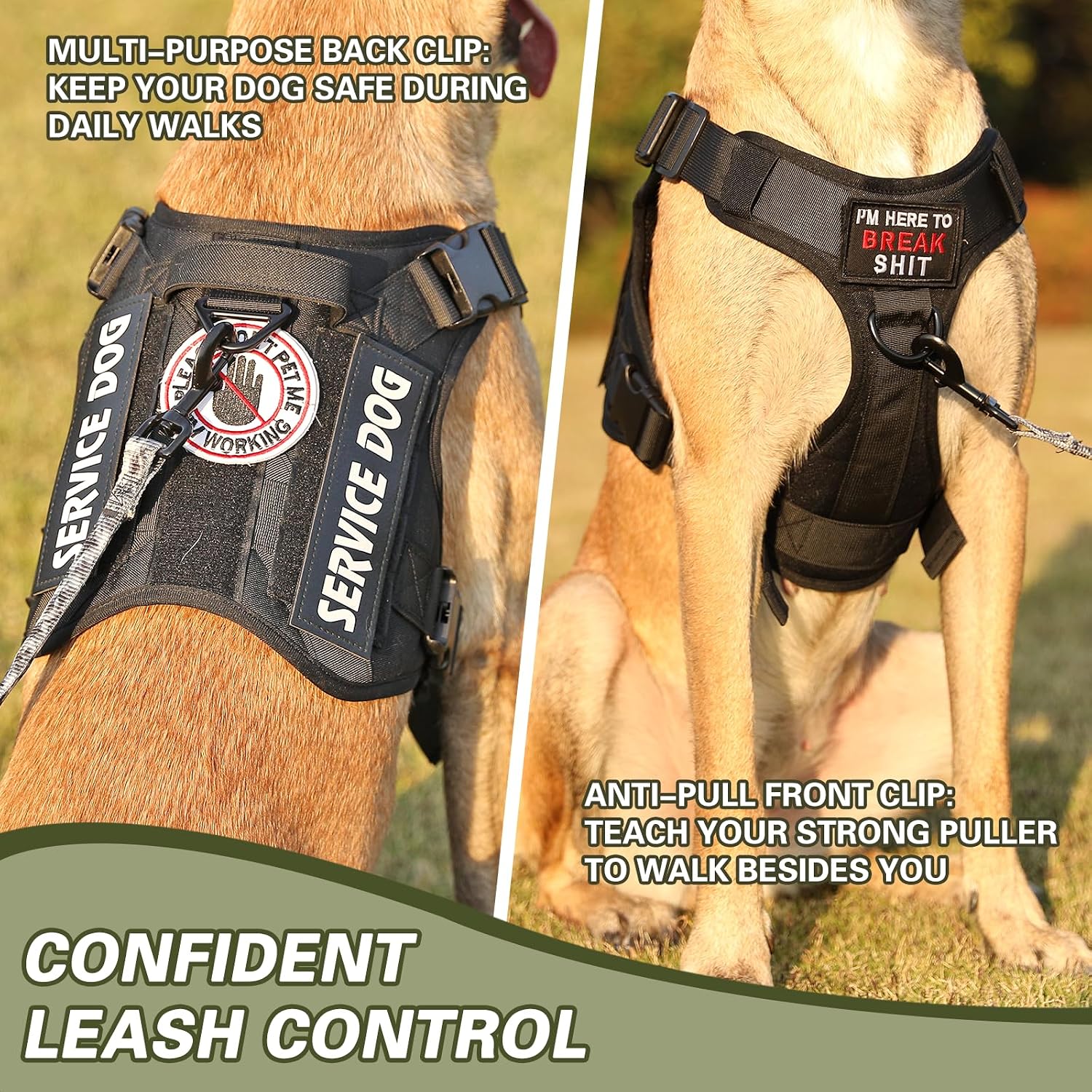 Thumbnail 3 de Belababy Tactical Anti Pull Dog Harness with Front Clip and Handle (Sizes S/M/L)