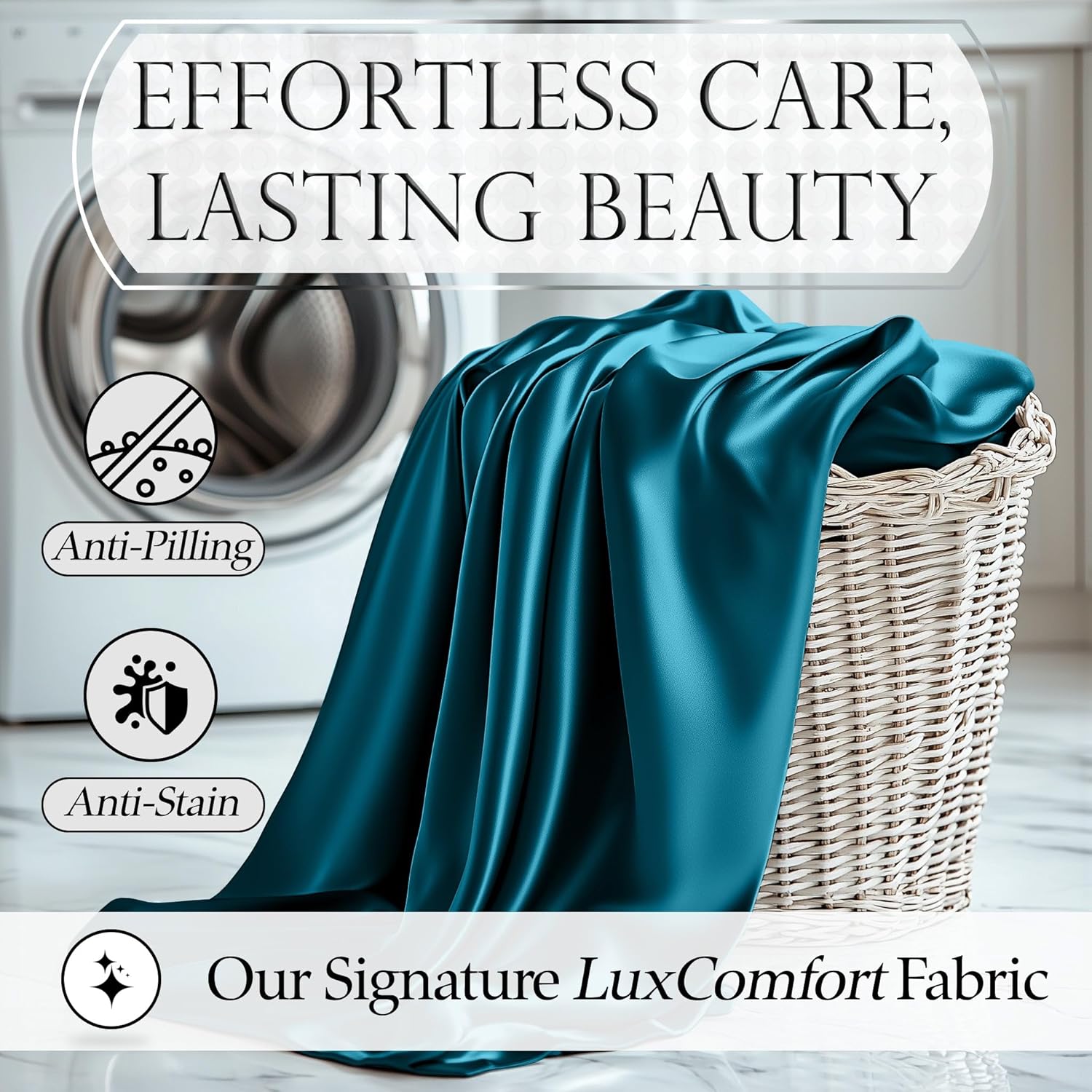Thumbnail 5 de DECOLURE Satin Bed Sheets (4-Piece) for King Beds—Softer-Than-Silk, Wrinkle-Free, 15” Deep Pocket Set (Sea Teal)