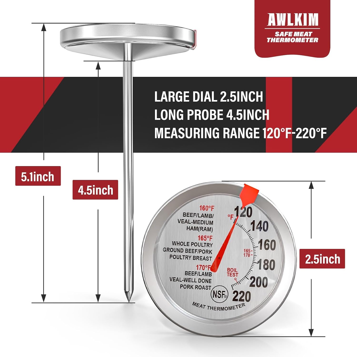 Thumbnail 4 de AWLKIM Stainless Steel Meat Thermometer 2 Pack 🍽