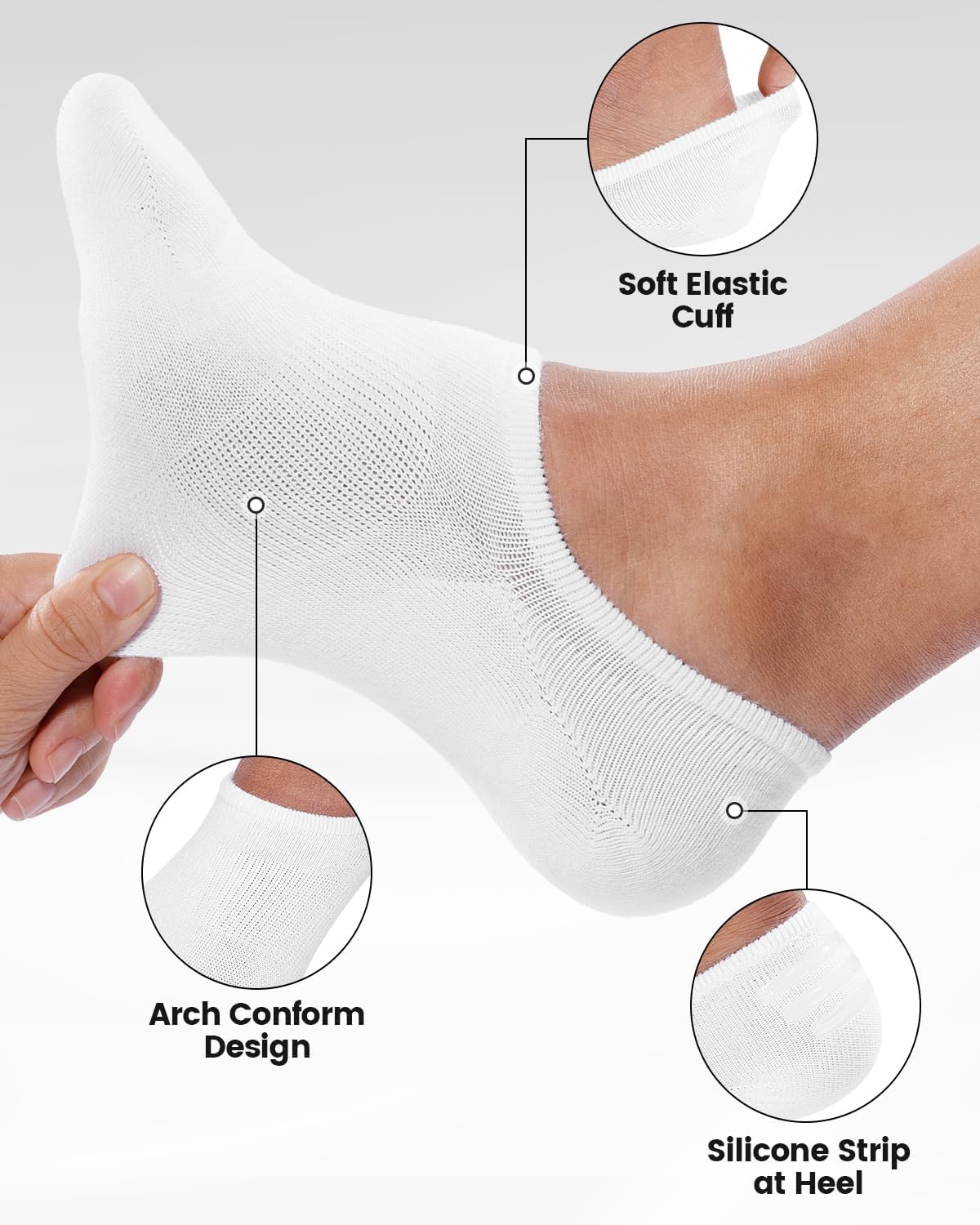 Thumbnail 2 de IDEGG No Show Socks for Men (Low Cut, Ankle Short) with Non-Slip Grip — 6-Pair Pack
